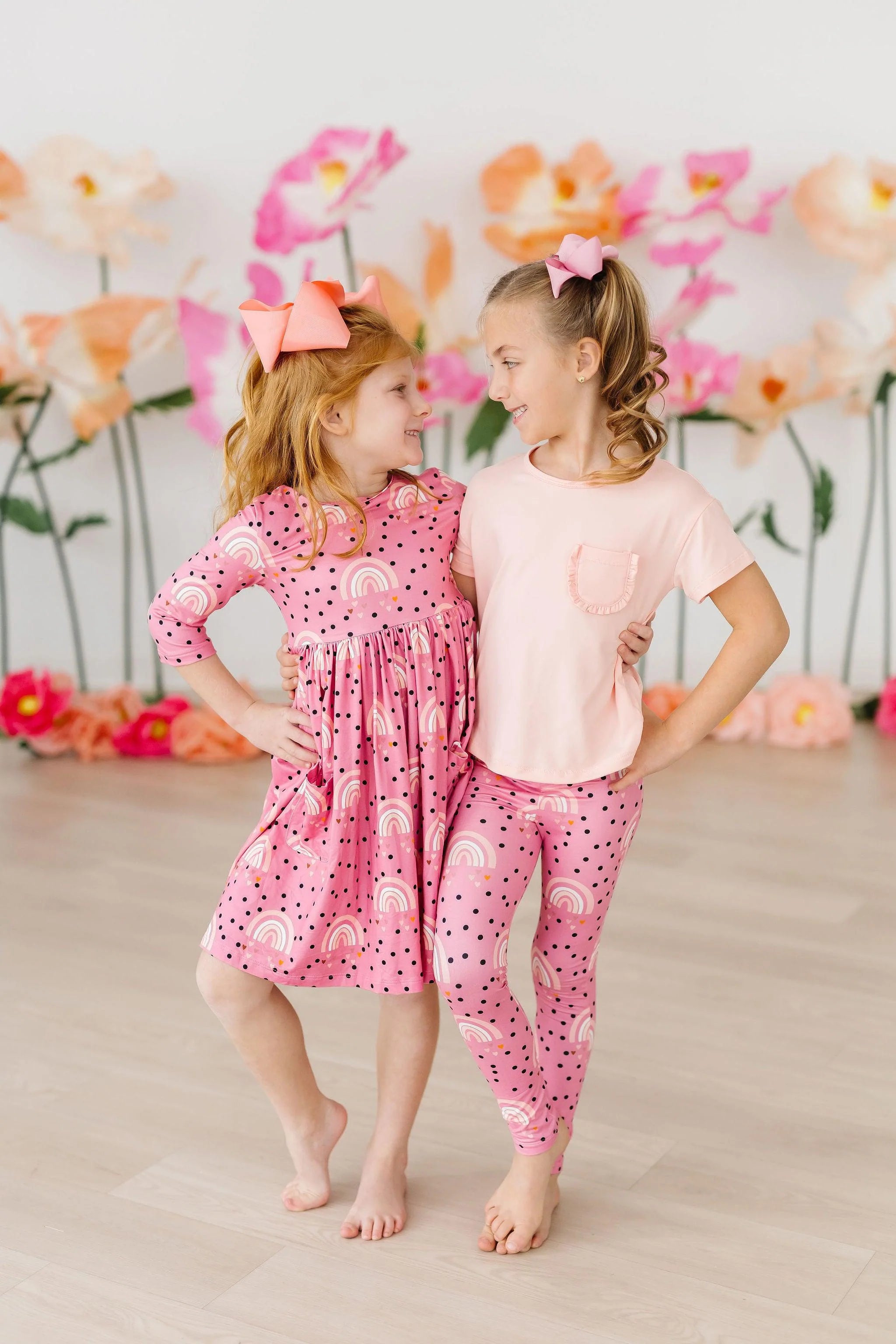 Peach Ruffle Pocket Tee - Women's Floral Blouse with Ruffled Sleeves & Chest Pocket - Perfect for Spring Outfits, Date Nights & Casual Wear