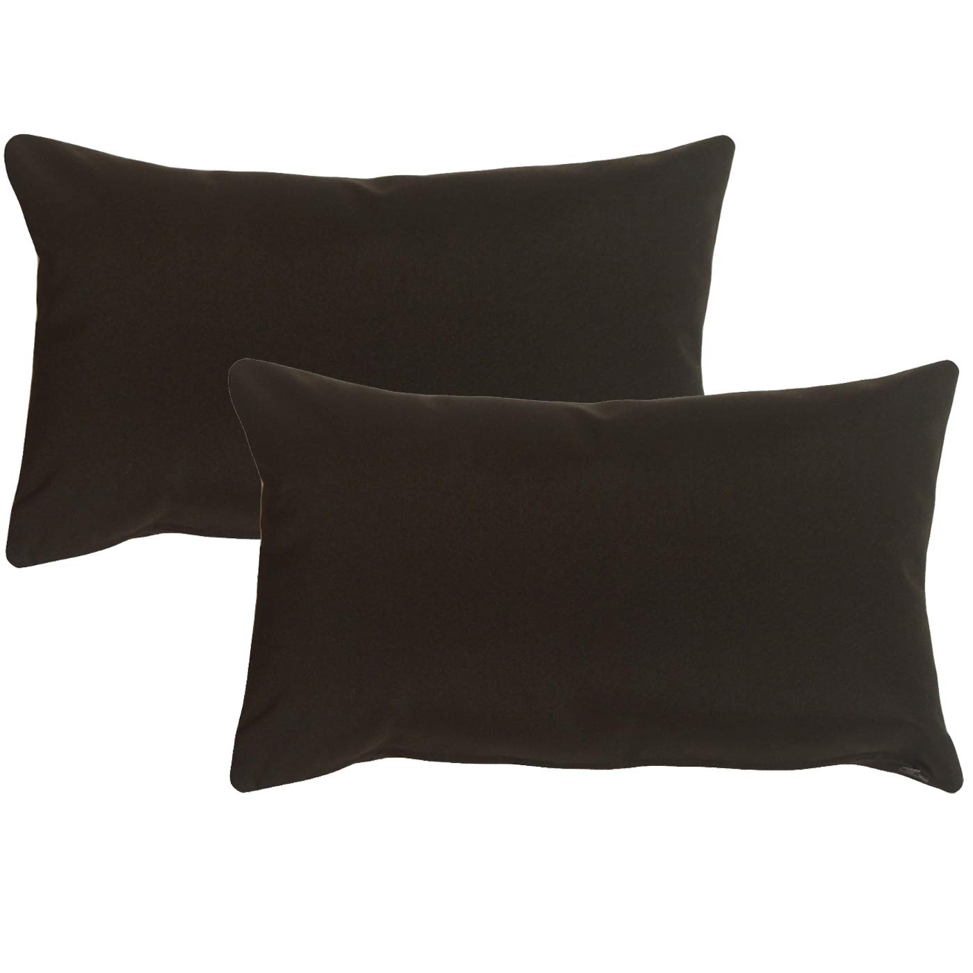 Sunbrella Outdoor Decorative Pillows Set of 2 - 12x19 Inch Waterproof Black Throw Pillows with Insert - Perfect for Patio Furniture, Poolside Lounging & Garden Decor