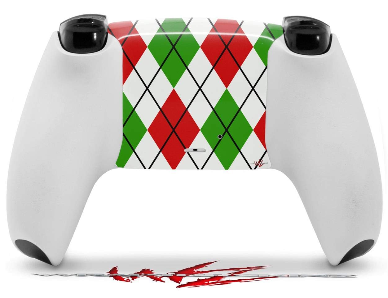 PS5 DualSense Controller Skin Wrap - Argyle Red & Green for Gaming Protection