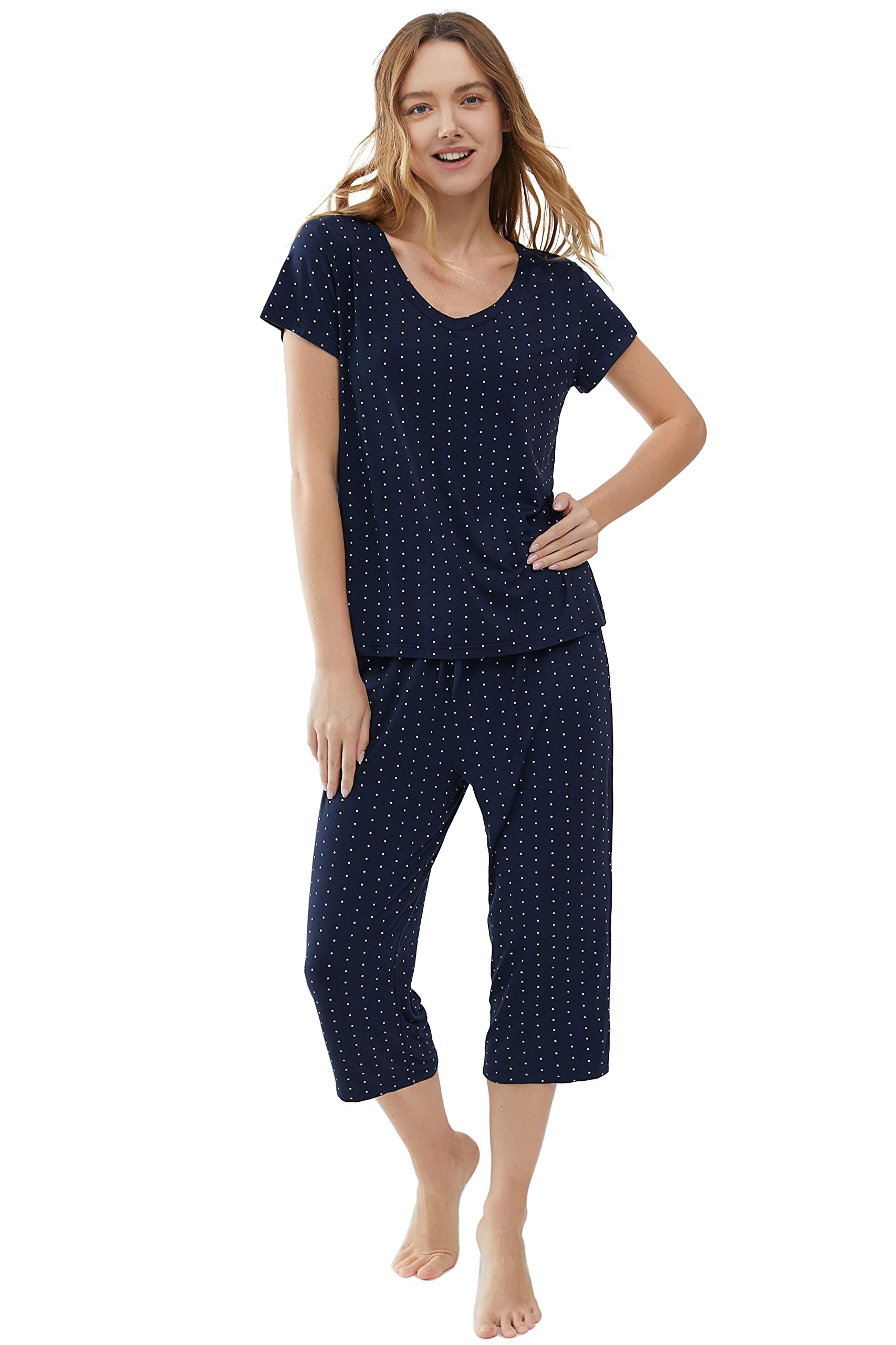 Cooling Bamboo Viscose Pajama Set for Women - Lightweight & Moisture-Wicking Sleepwear for Night Sweats (Sizes S-XXL) - Perfect for Hot Sleepers & Summer Nights