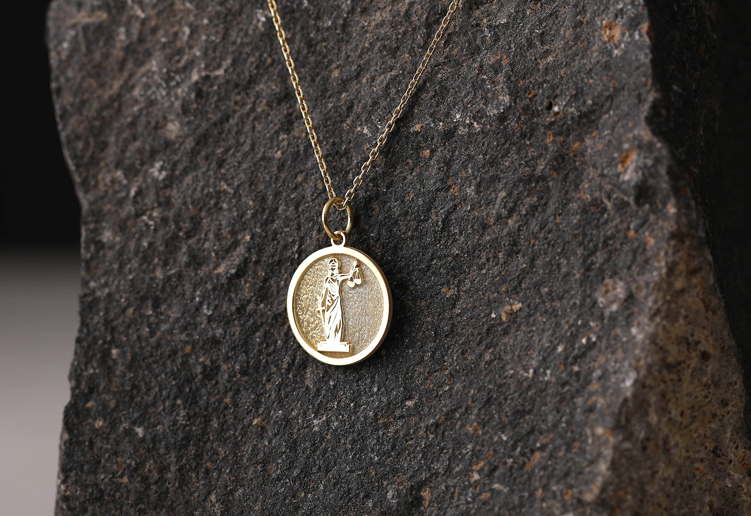 14K Gold Lady Justice Necklace - Personalized Lawyer Pendant for Graduation, Attorney Gift, Legal Jewelry for Women | Perfect for Courtroom Wear, Law School Graduation & Professional Gifts