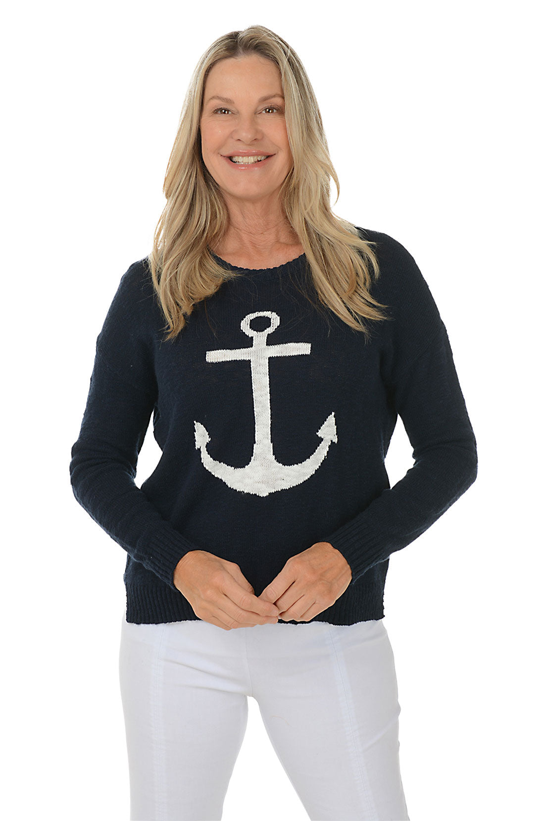 Anchor Women's Long Sleeve Cotton Sweater - Soft Comfortable Pullover for Fall & Winter - Perfect for Office, Casual Outfits and Layering