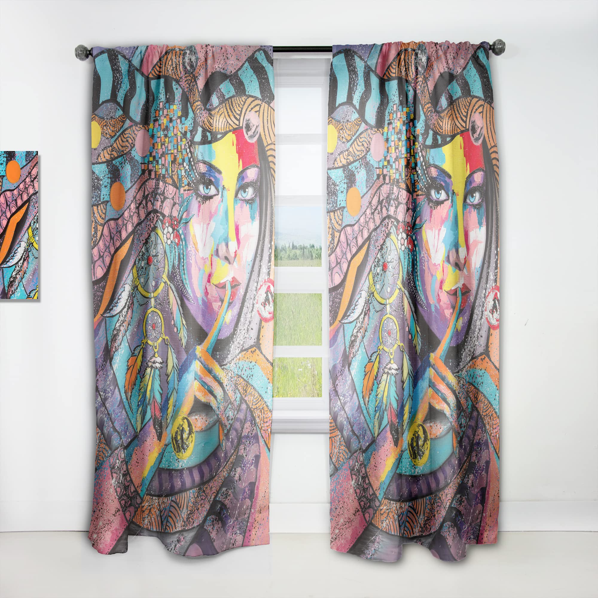 DesignQ 'Woman Portrait in Your Dreams' Thermal Insulated Curtain Panel - 52x84 Inches - Elegant Bedroom & Living Room Drapes for Privacy, Light Control & Energy Efficiency - Perfect for Home Decor, Windows Treatment & Cozy Ambiance