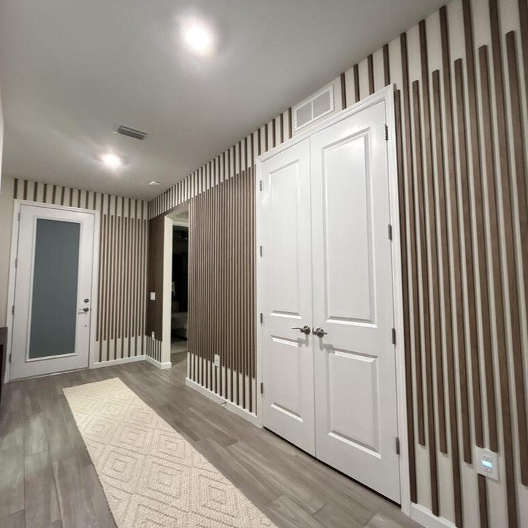 Adjustable Wood Slat Wall Kit - Modern DIY Room Divider & Decorative Panel for Home & Office - Perfect for Living Room, Bedroom, or Workspace Partitions