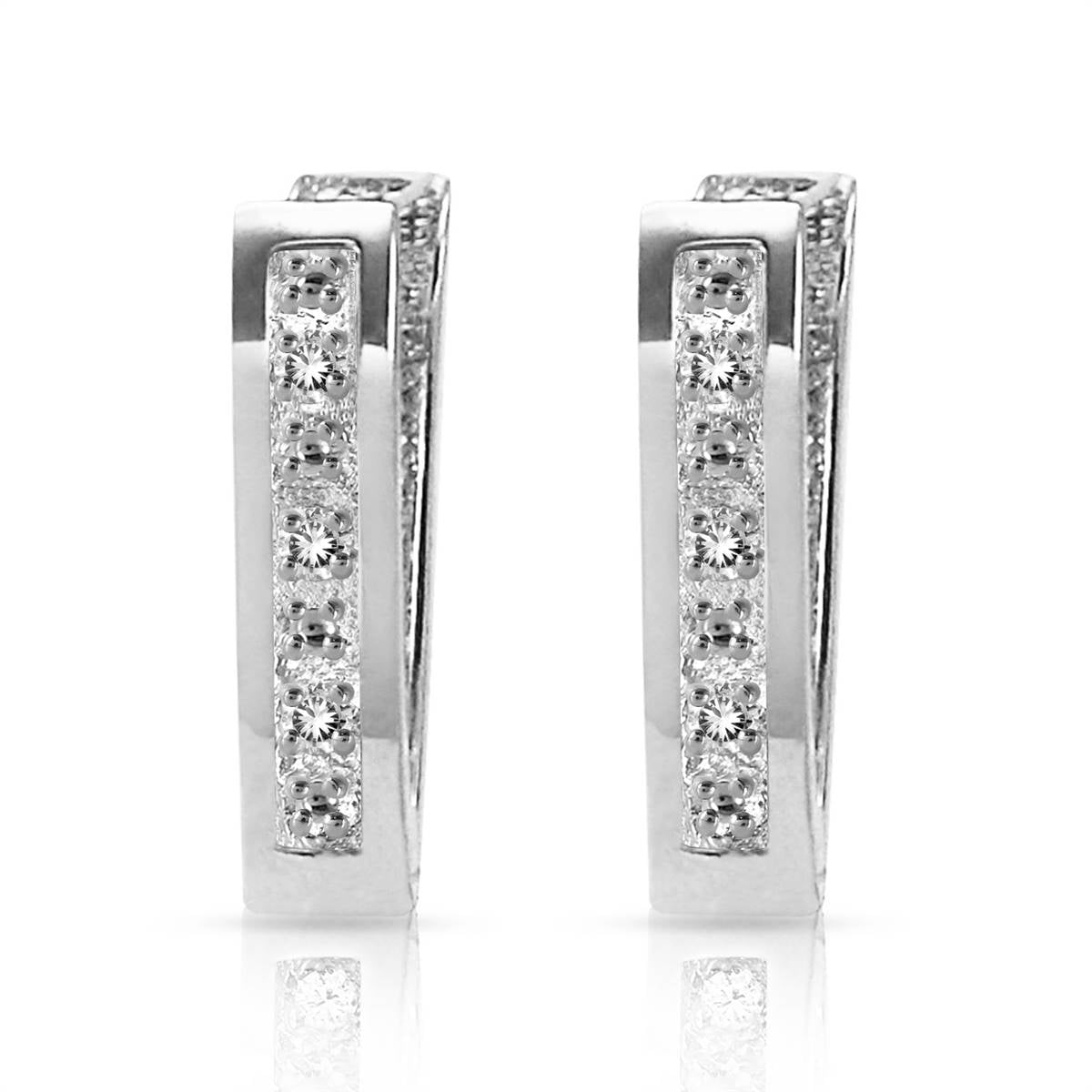 0.04 Carat 14K Solid White Gold Oval Huggie Diamond Earrings for Women - Perfect for Everyday Wear, Date Nights & Special Occasions