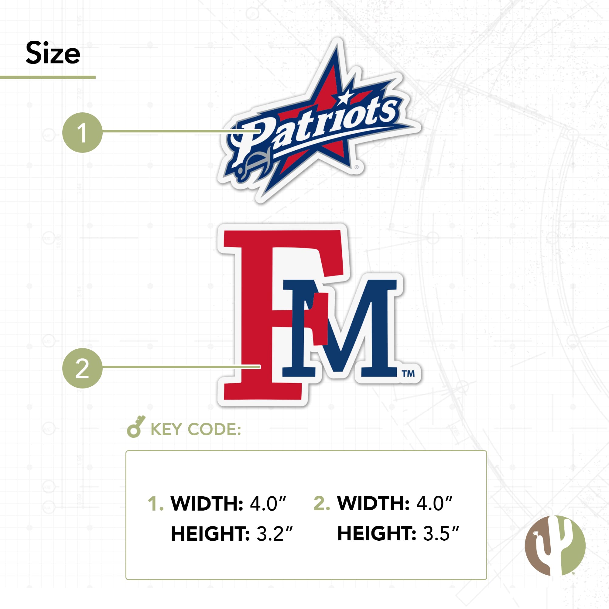 Desert Cactus Francis Marion University Patriots Vinyl Decal Sticker Set (4 Inch) - Perfect for Laptop, Water Bottle, Car, Scrapbook & DIY Projects - Show School Spirit Anywhere!
