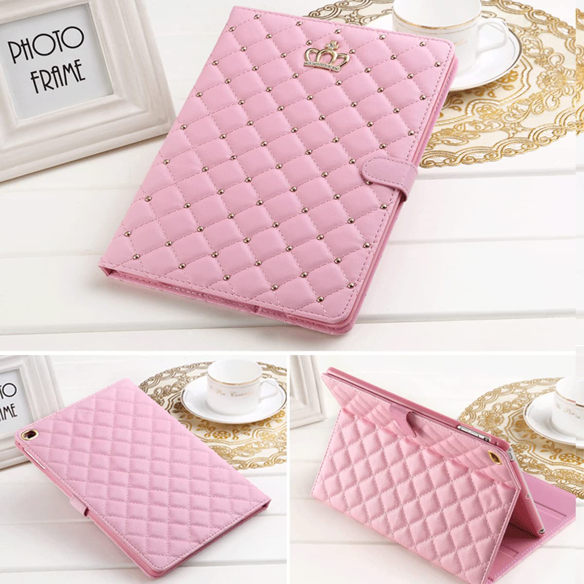 Elegant Pink Rhinestone PU Leather Case for iPad Air 3rd Gen 10.5
