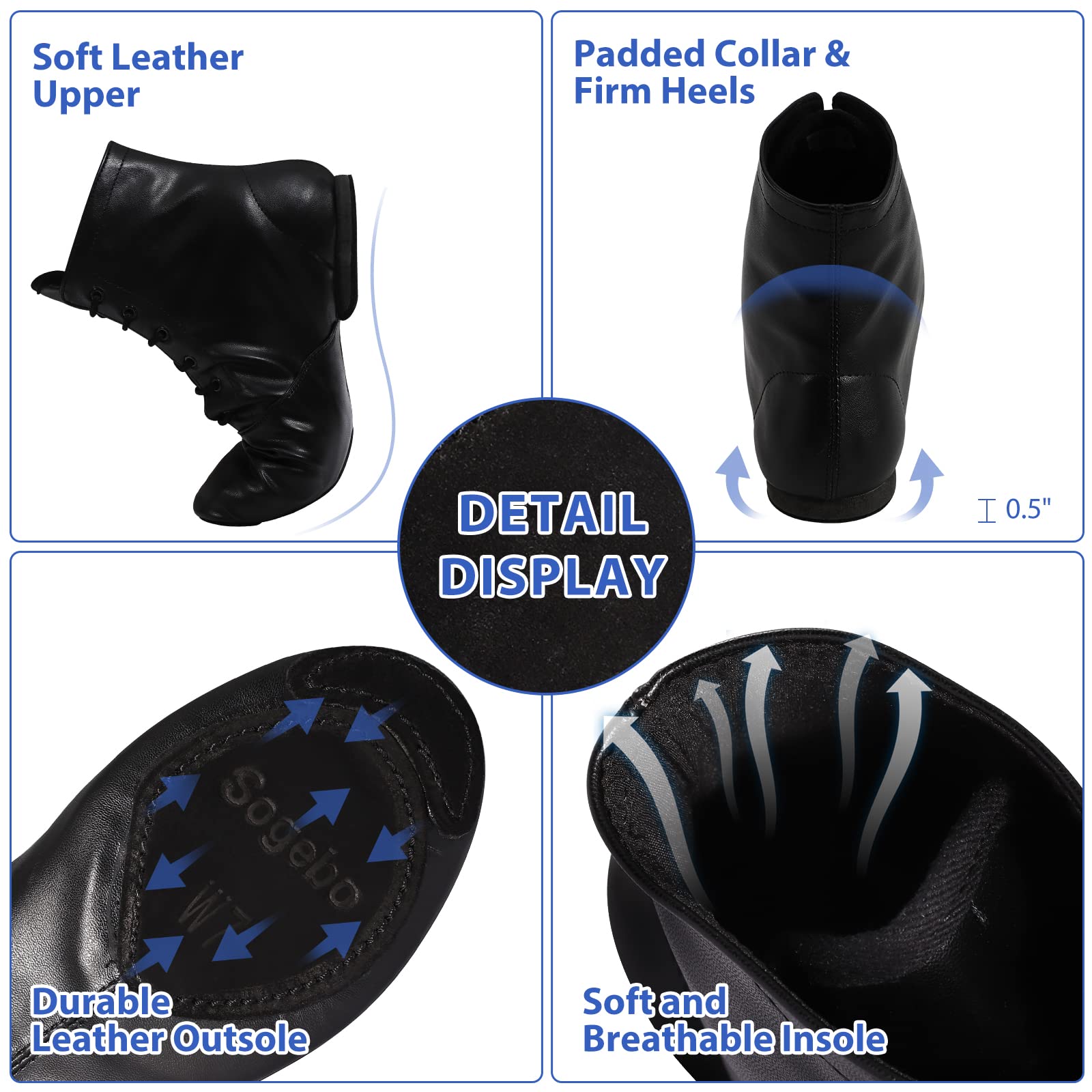 Best Jazz Dance Boots for Women & Men - Split Sole Leather Dancing Shoes - Perfect for Ballet, Jazz, and Modern Dance Performances