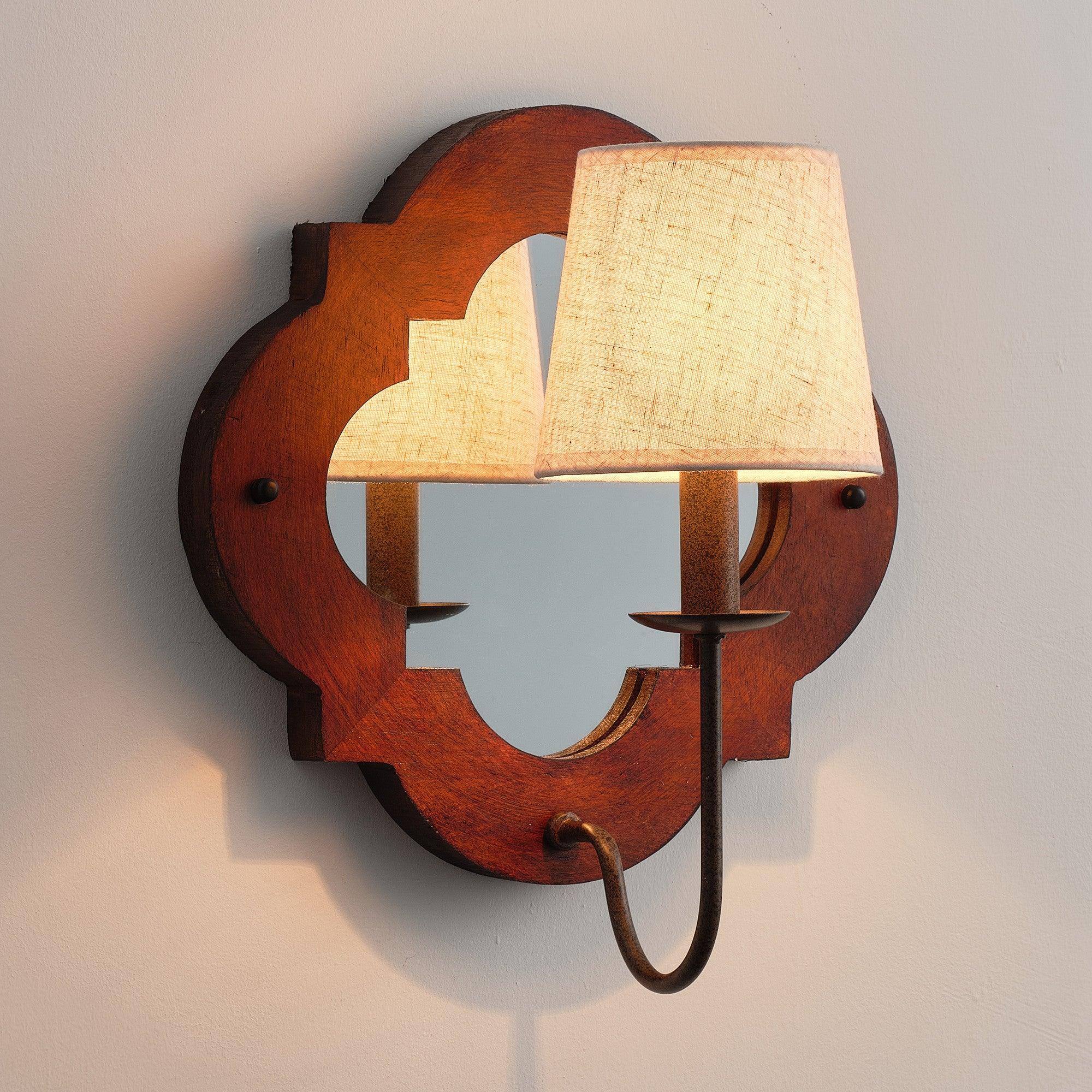 Rustic Iron Wood Wall Sconce Light - Farmhouse Style Candle Holder for Bedroom, Living Room, or Porch Decor