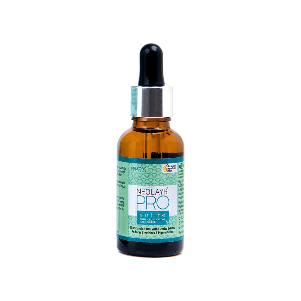 Neolayr Pro Enlite Skin Illuminating Face Serum with Niacinamide - Brightening Formula for Dark Spots & Pigmentation Treatment - 30ml | Perfect for Daily Skincare Routine & Nighttime Repair