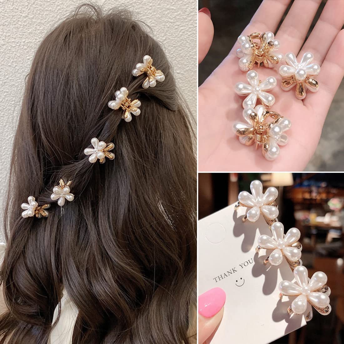 LIVECOOL 13 Pcs Korean Style Hair Clips Set - Women's Handmade Metal Hair Barrettes, Bobby Pins & Floral Hair Accessories in Gold (Perfect for Weddings, Parties & Everyday Styling)