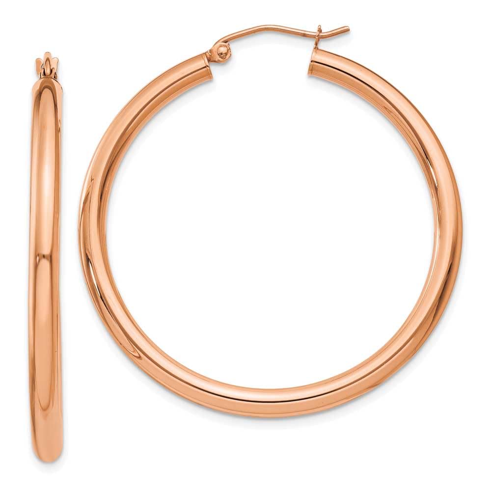 14K Rose Gold 3MM Hoop Earrings for Women - Classic Dainty Huggie Hoops - Perfect for Everyday Wear, Gifts & Special Occasions
