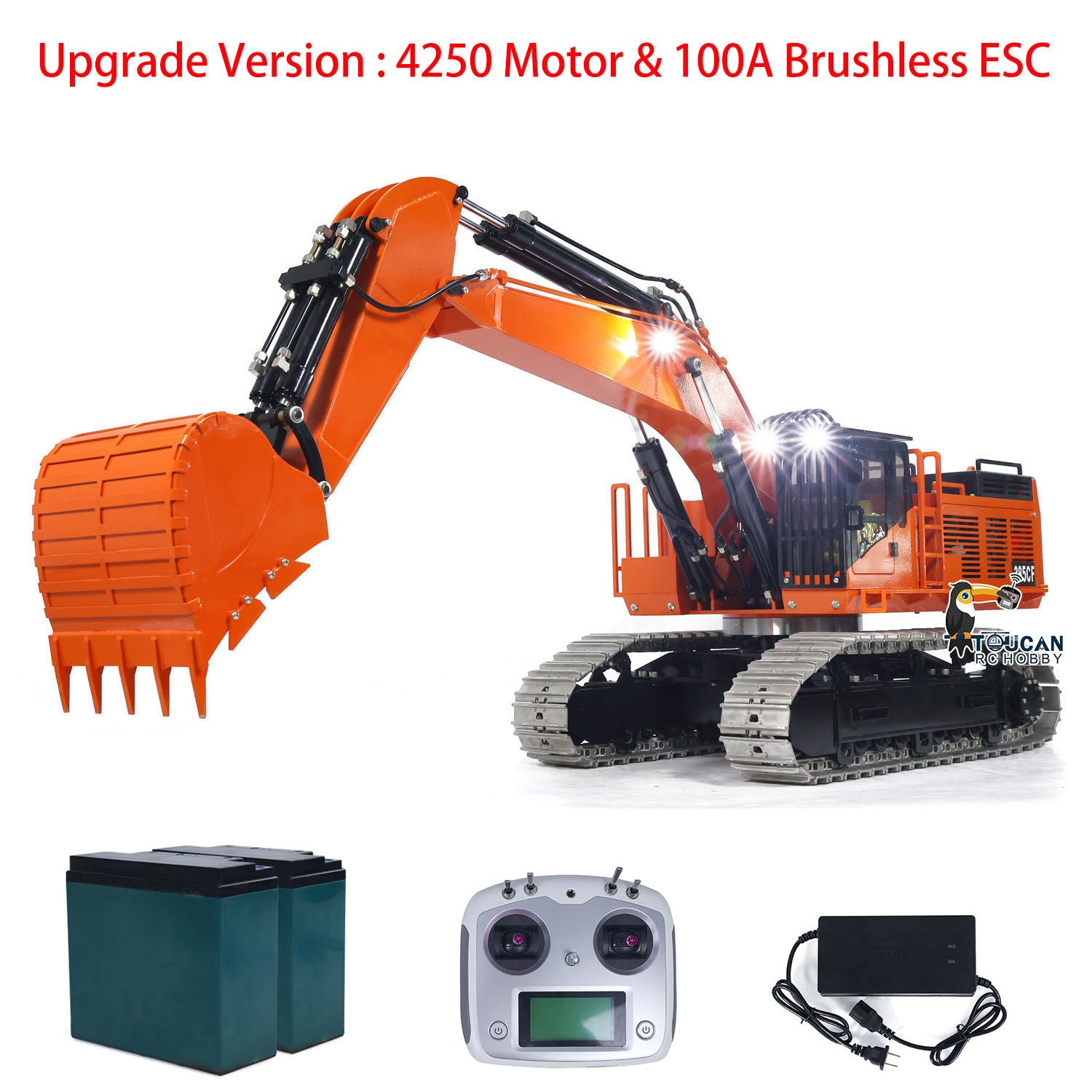 1/8 Scale 385CF Hydraulic RC Excavator - Metal Construction Remote Control Toy with ESC & Servo Motor (Ready to Run, Pre-Assembled & Painted) - Perfect for Construction Enthusiasts, RC Hobbyists & Outdoor Play