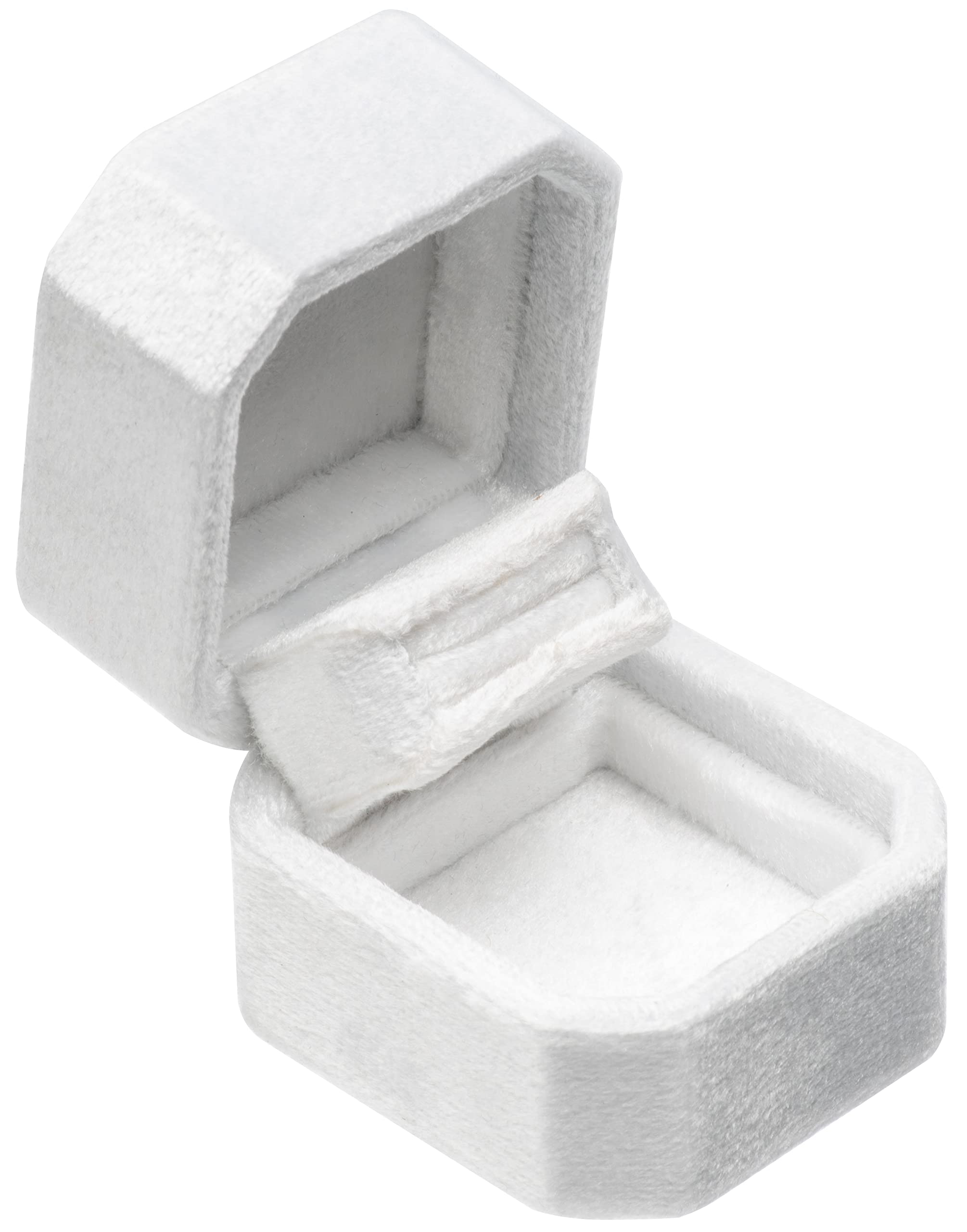 Velvet Ring Box for Engagement, Wedding, Proposal - Small Jewelry Gift Box with Soft Lining (White) - Perfect for Proposals, Anniversaries & Jewelry Storage