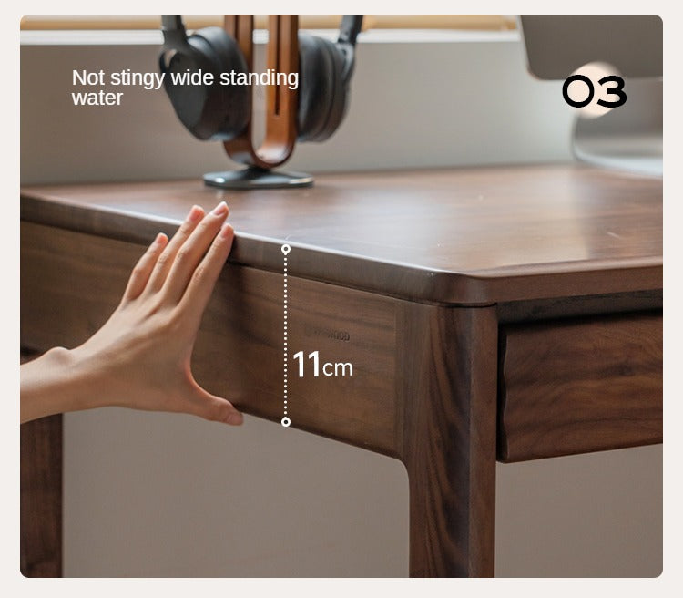 Premium Black Walnut Solid Wood Rectangular Office Desk - Modern Executive Workstation for Home & Business Use - Perfect for Remote Work, Study & Professional Workspaces