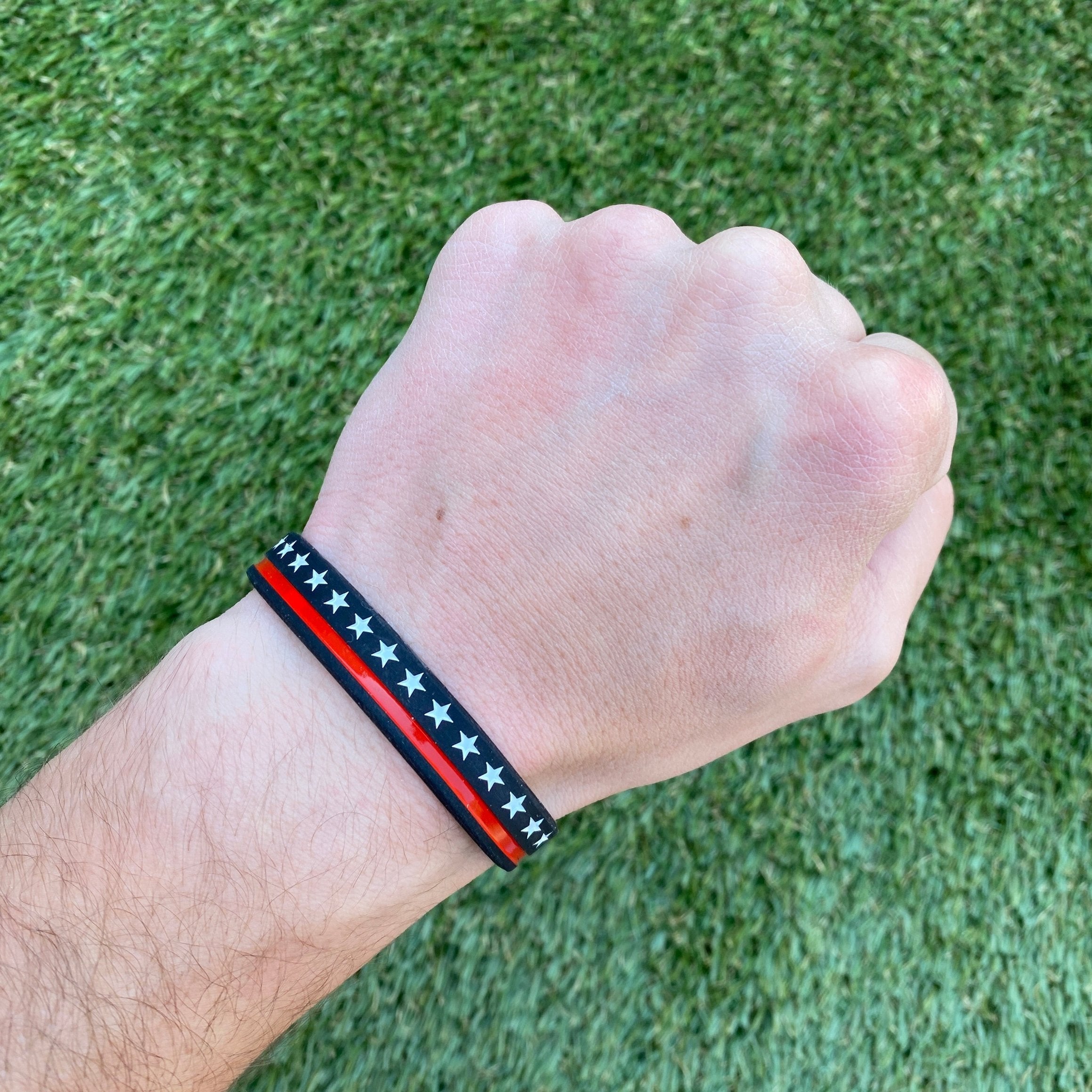 Thin Red Line Wristband for Men & Women - Patriotic Support Bracelet - First Responder Appreciation Gift - Perfect for Firefighters, Police & Military (Black & Red) | Wear Daily, Workouts & Special Events
