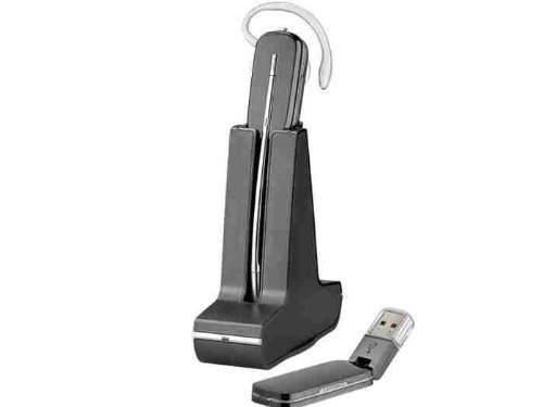 Plantronics SAVI W440 Wireless DECT Headset System - Convertible Design for Laptop, Softphone & Multimedia Use (Black & Silver, Renewed) | Perfect for Office Calls, Remote Work & Online Meetings