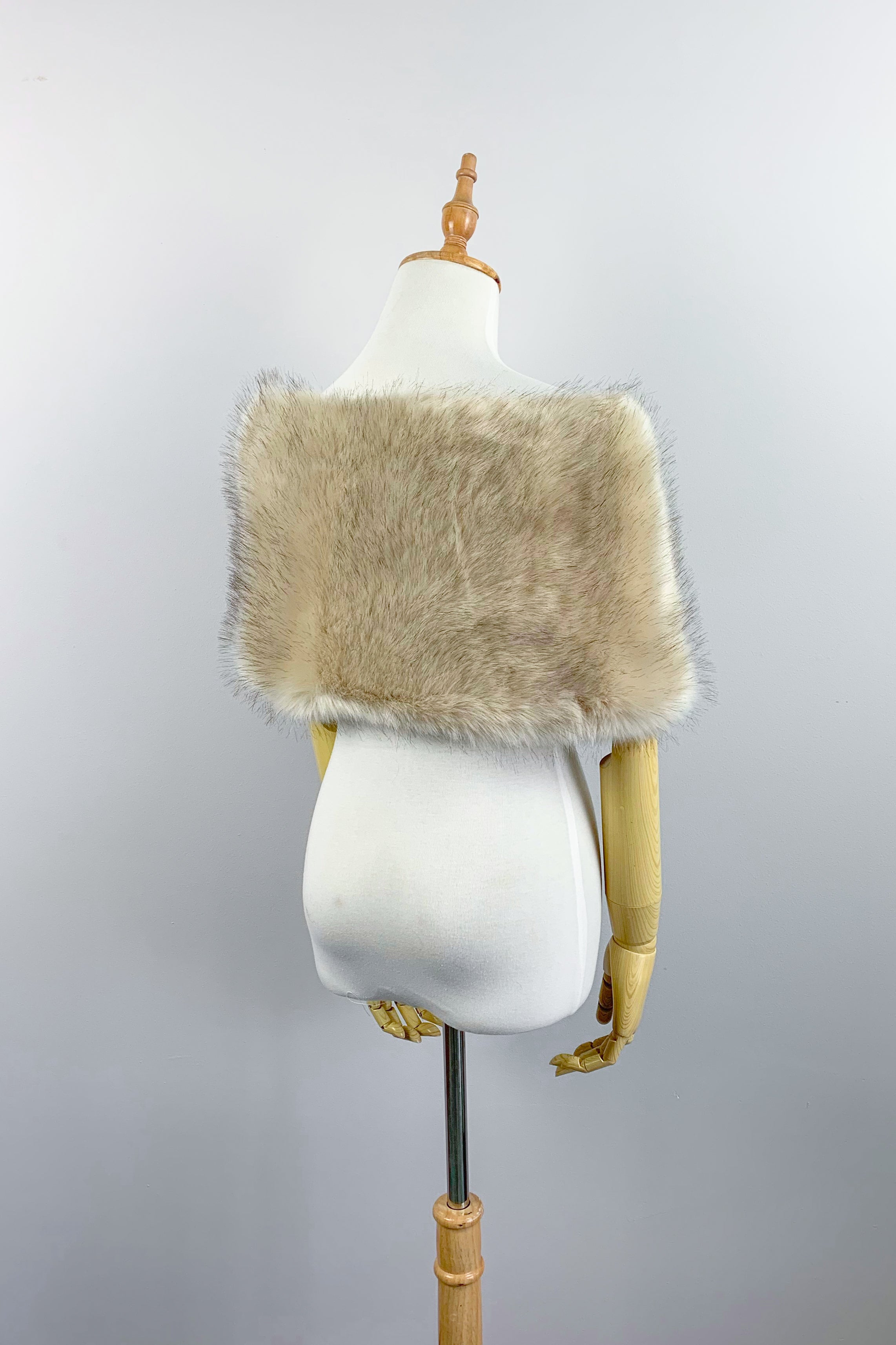 Serena Blu03 Blush & Beige Fur Wrap - Soft Luxury Shawl for Women, Winter Wedding Accessory, Evening Gala & Photo Shoot Styling