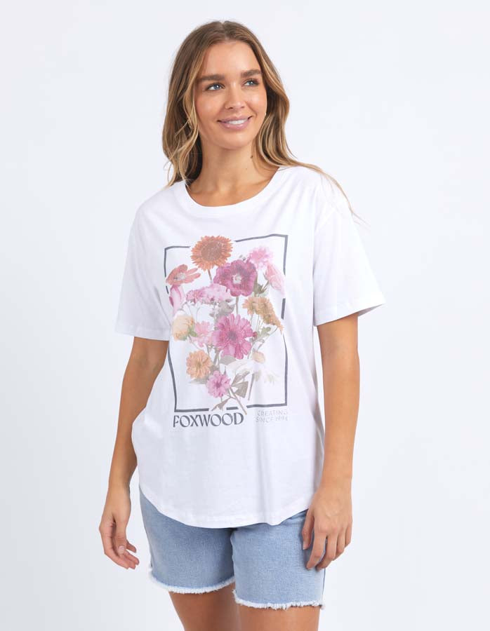 In Bloom Tee - Soft White Cotton T-Shirt for Women | Casual & Spring Outfit Essential | Perfect for Everyday Wear, Dates & Weekend Outings