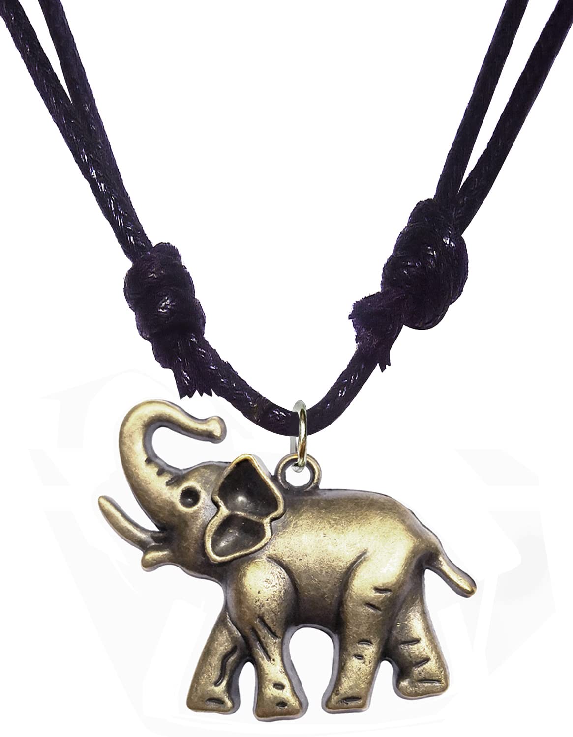 Vintage Bronze Elephant Charm Pendant Necklace - Adjustable Cord for Women - Spiritual Jewelry Gift for Yoga, Meditation & Boho Fashion