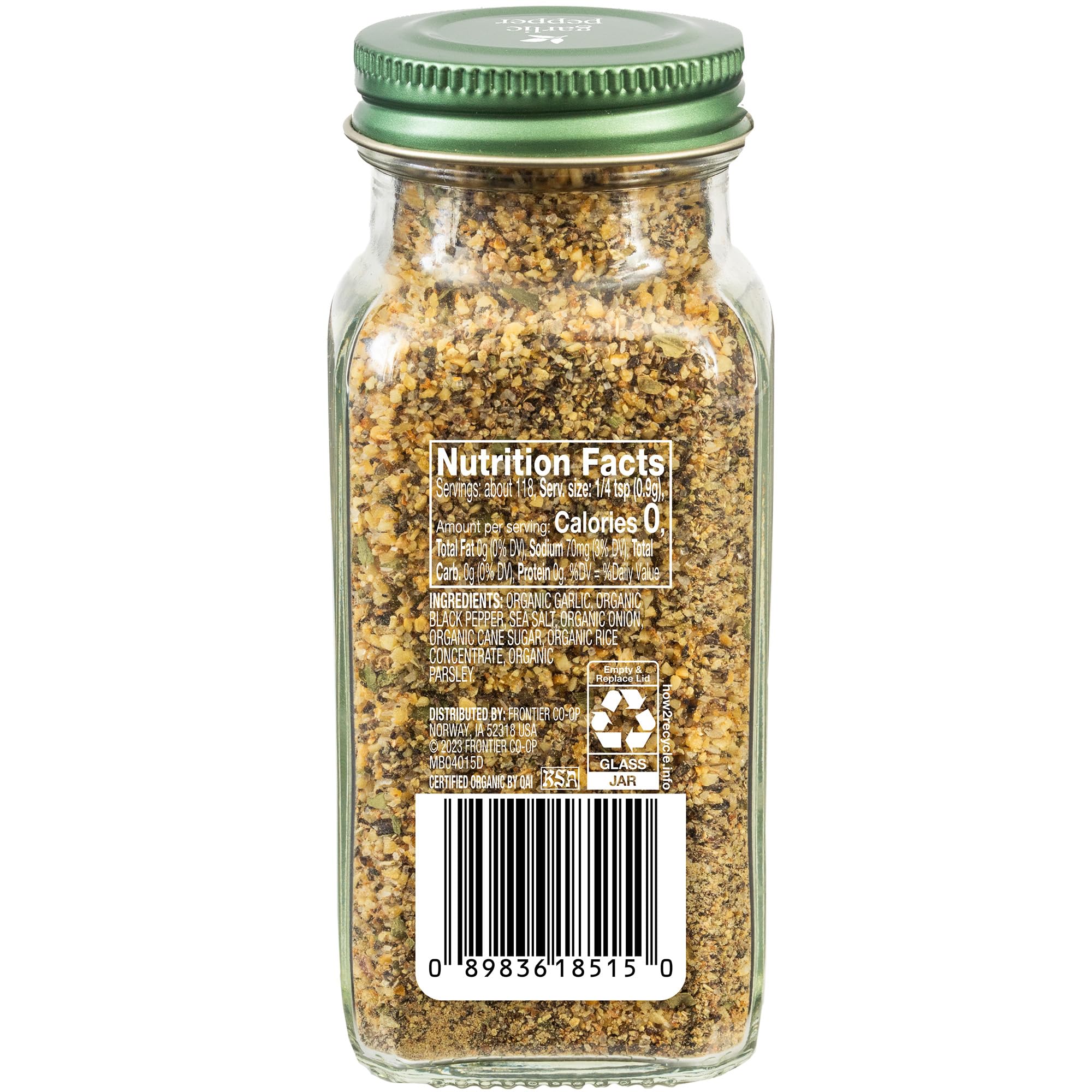Organic Garlic Pepper Seasoning - Certified USDA Organic, 3.73 oz (Pack of 12) | Perfect for Grilling, Roasting & Everyday Cooking | Gluten-Free & Non-GMO Spice Blend