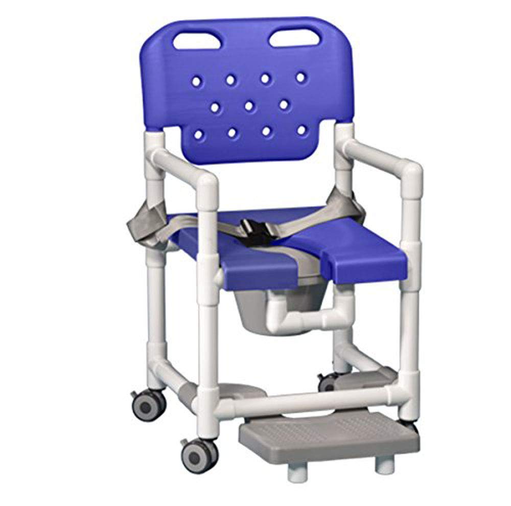 Elite Shower Chair Commode with Footrest & Safety Belt - IPU ELT817 P FRSB - Blue - Over Toilet, Bedside & Shower Use - Ideal for Elderly, Disabled & Post-Surgery Mobility Assistance