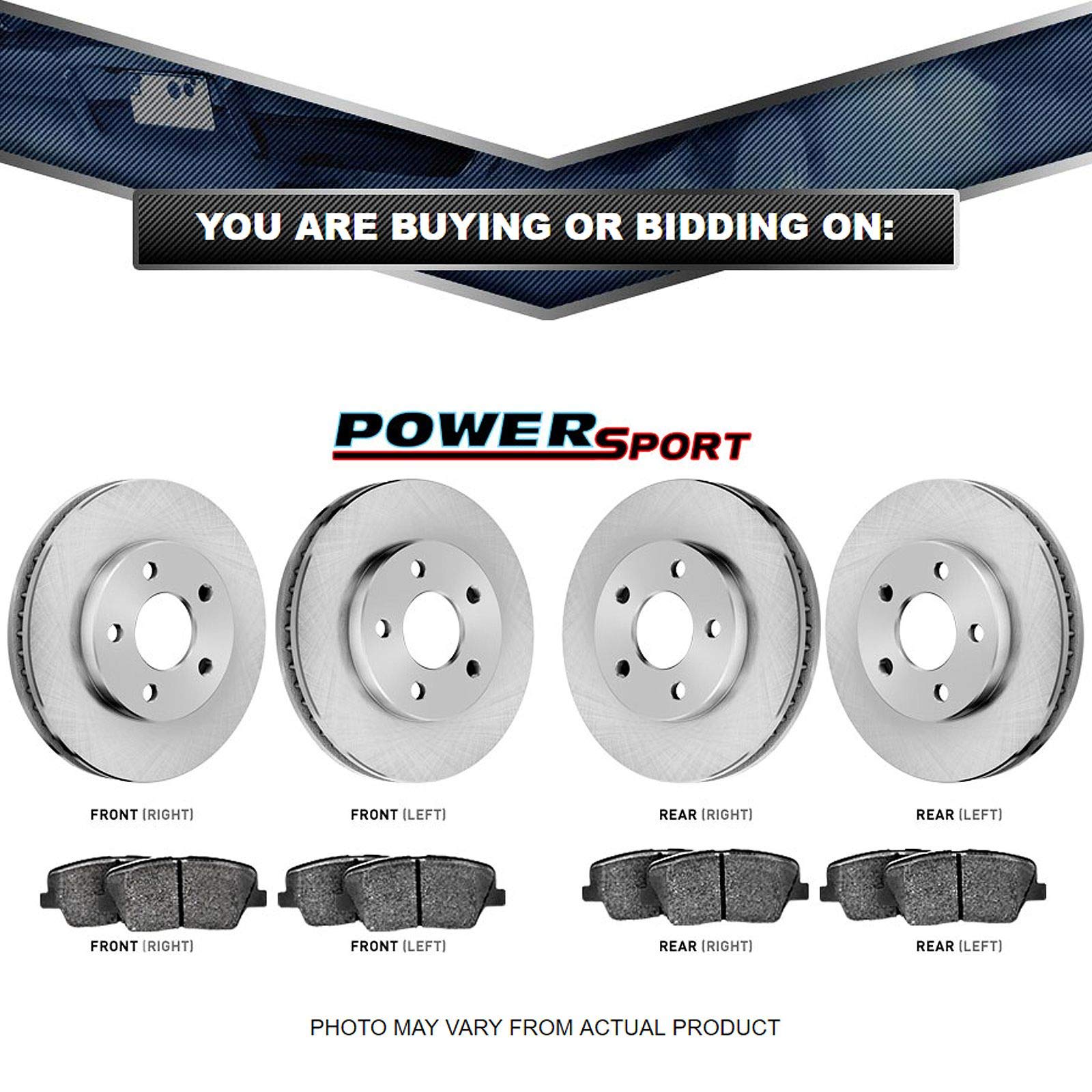 PowerSport Front & Rear Brake Pads and Rotors Kit - Ceramic Brake System for 2012-2016 Honda CR-V | Smooth Stopping for City Driving & Highway Safety
