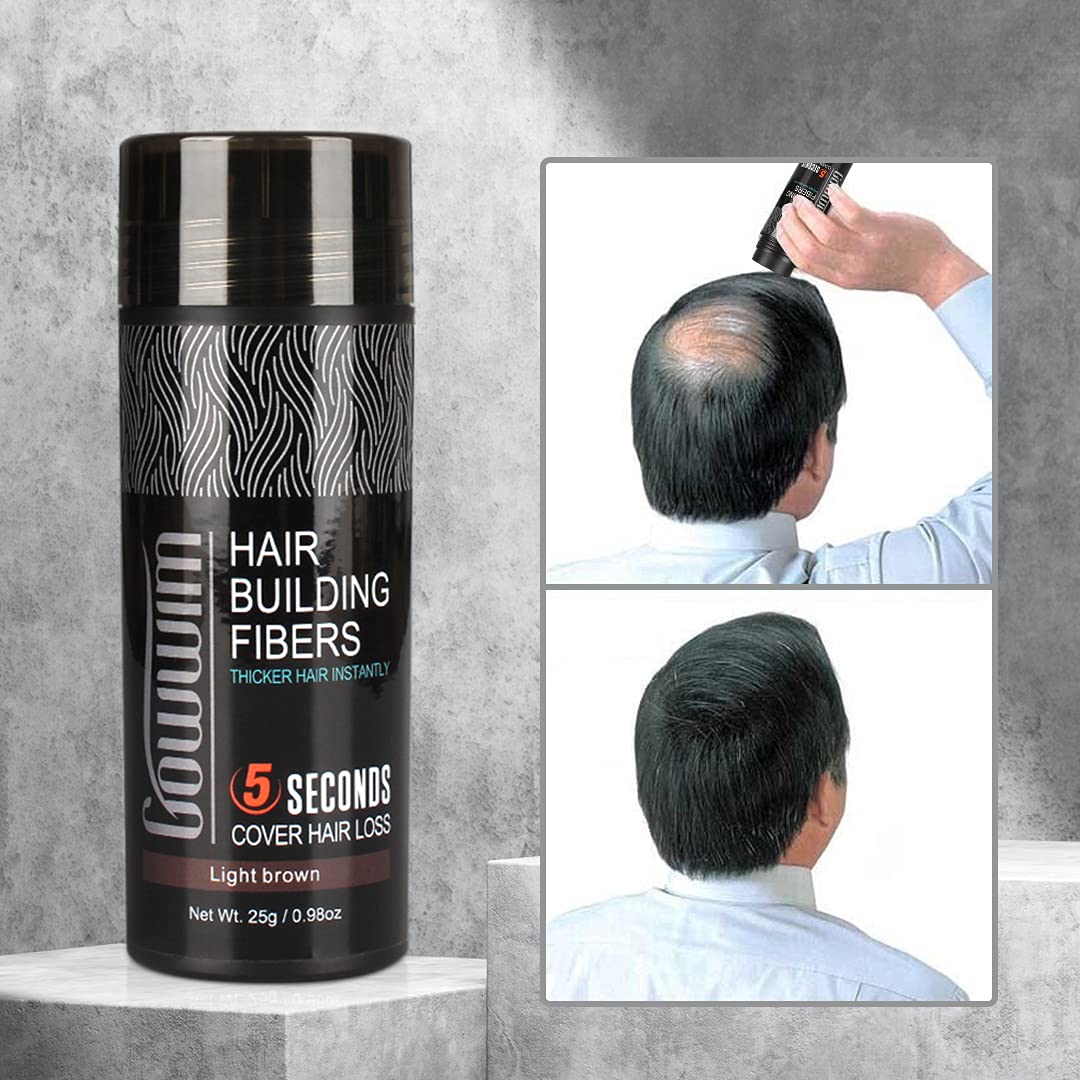 Gowwim Hair Building Fibers Powder for Thinning Hair & Baldness - Medium Brown | Natural-Looking Hair Thickener for Men & Women | Perfect for Daily Use, Special Occasions & Confidence Boosting