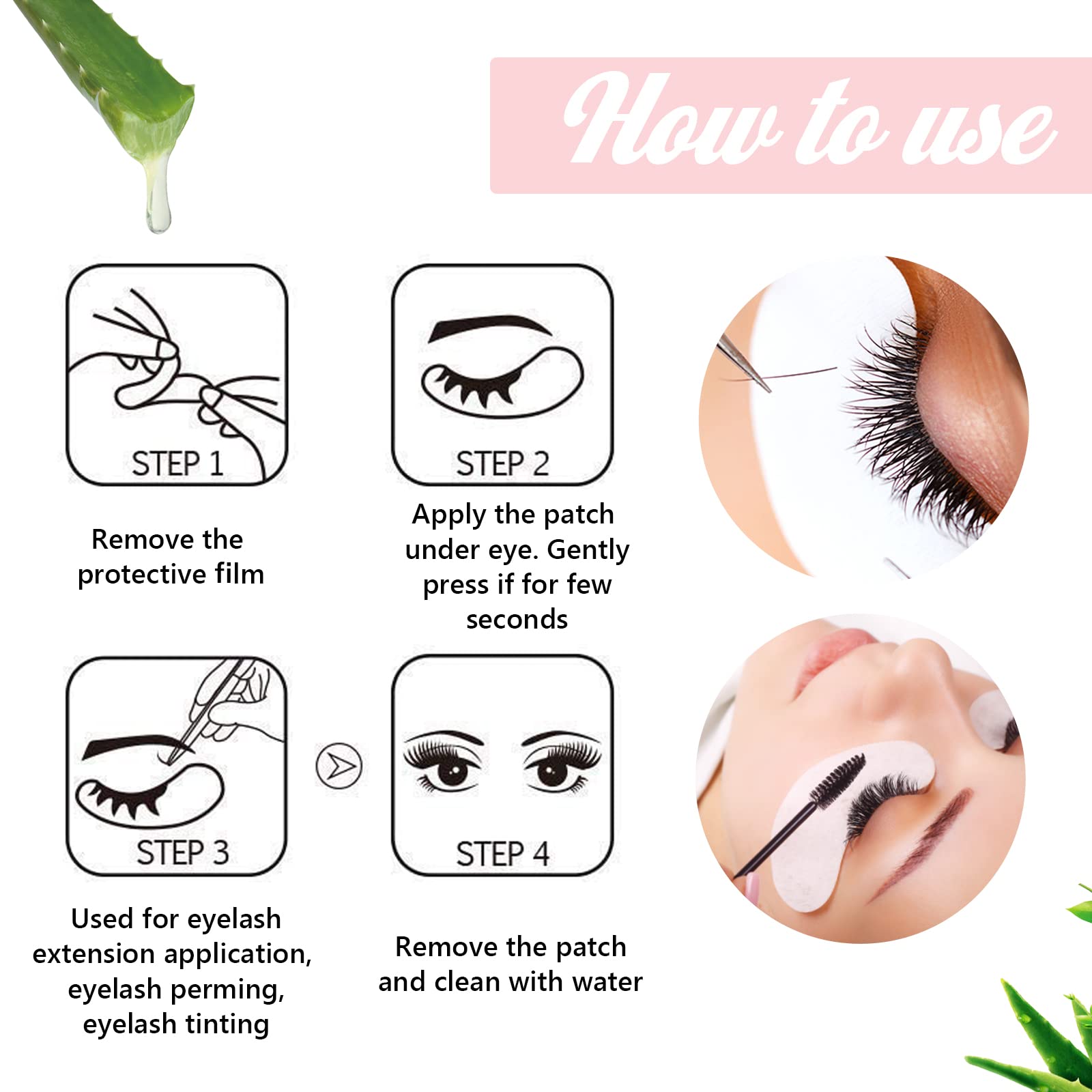 GreenLife 100% Natural Eyelash Extension Under Eye Gel Pads - Collagen & Aloe Vera Hydrogel Eye Patches Kit (400 Pairs) for Eyelash Extensions, Spa & Salon Supplies - Perfect for Lash Artists & Beauty Professionals