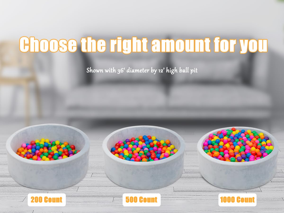 1000 Rainbow Ball Pit Balls for Kids - BPA Free, Crush Proof Plastic Play Balls for Toddler Ball Pits, Indoor Play Tents, Birthday Party Decorations & Pool Water Toys - Fun Sensory Play & Learning Activity for Children