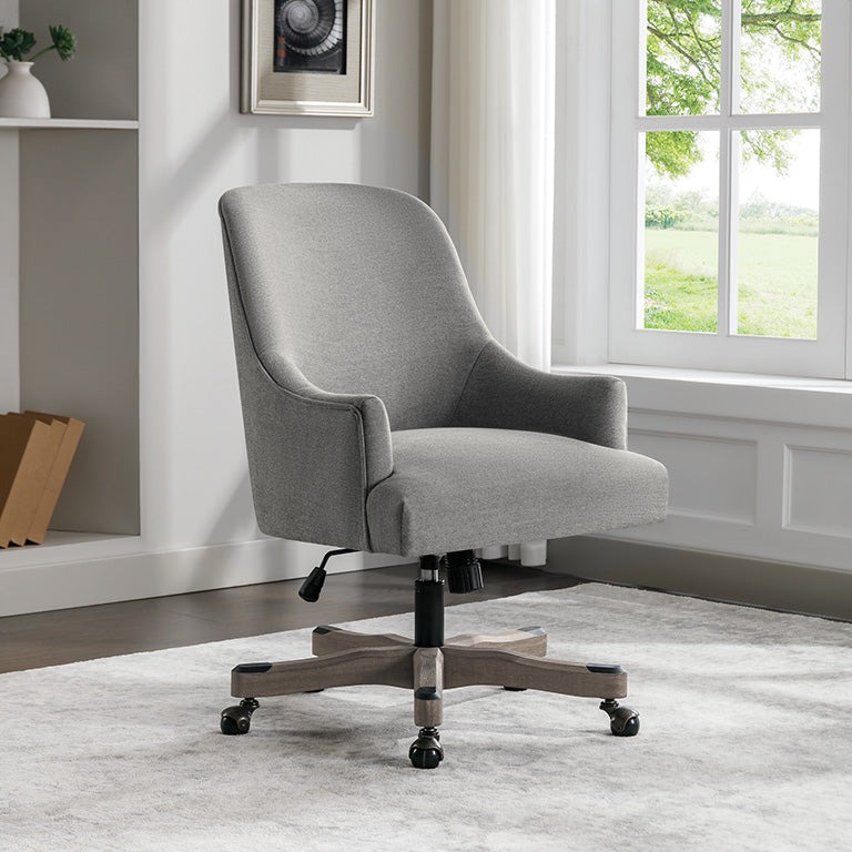 Office Star Bradwell Rustic Wood Base Ergonomic Office Chair - Perfect for Home Office, Study & Workspace