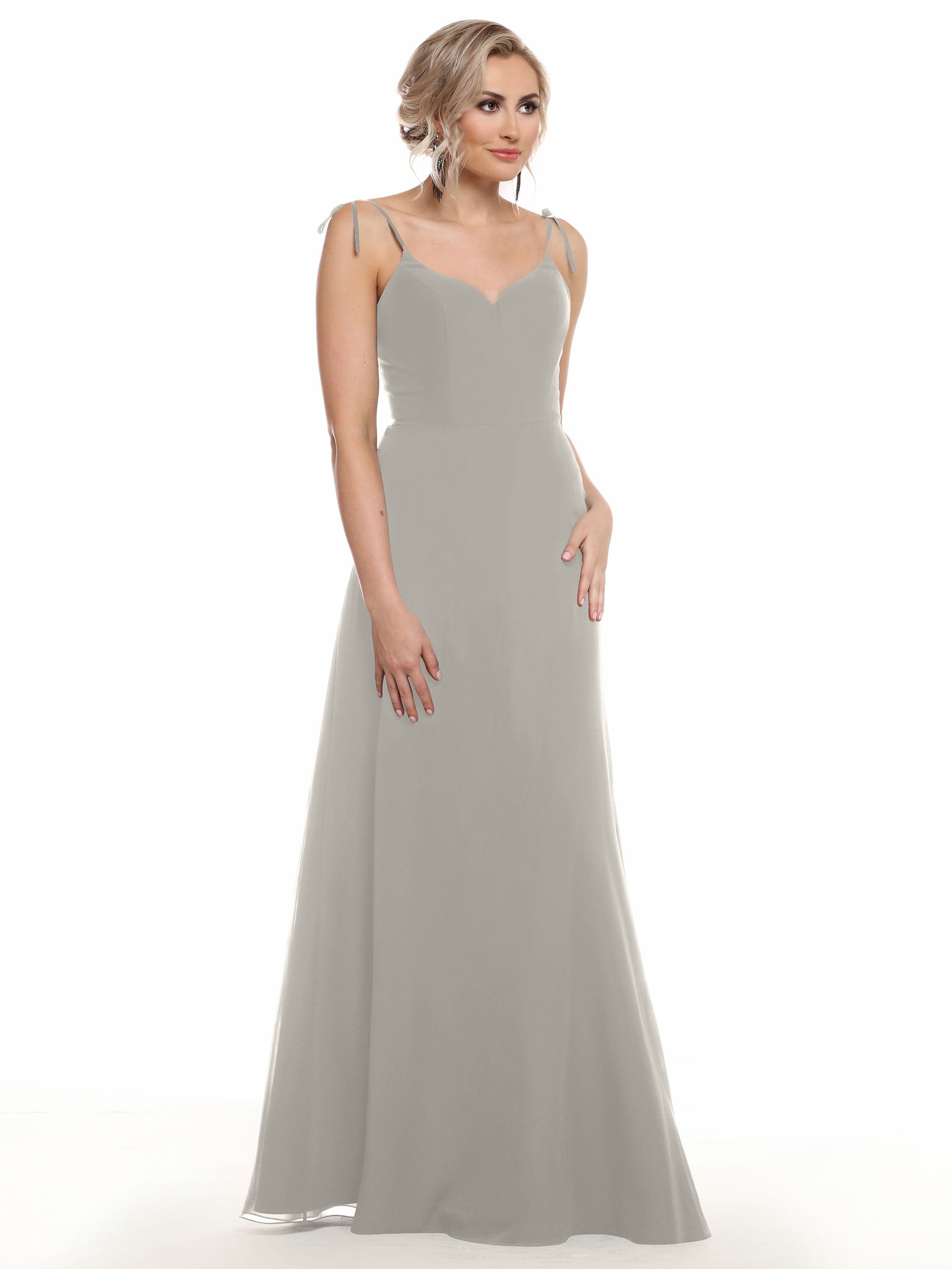 Elegant 80144 Chiffon A-Line Bridesmaid Dress with V-Neck & Spaghetti Straps - Perfect for Weddings, Formal Events & Special Occasions