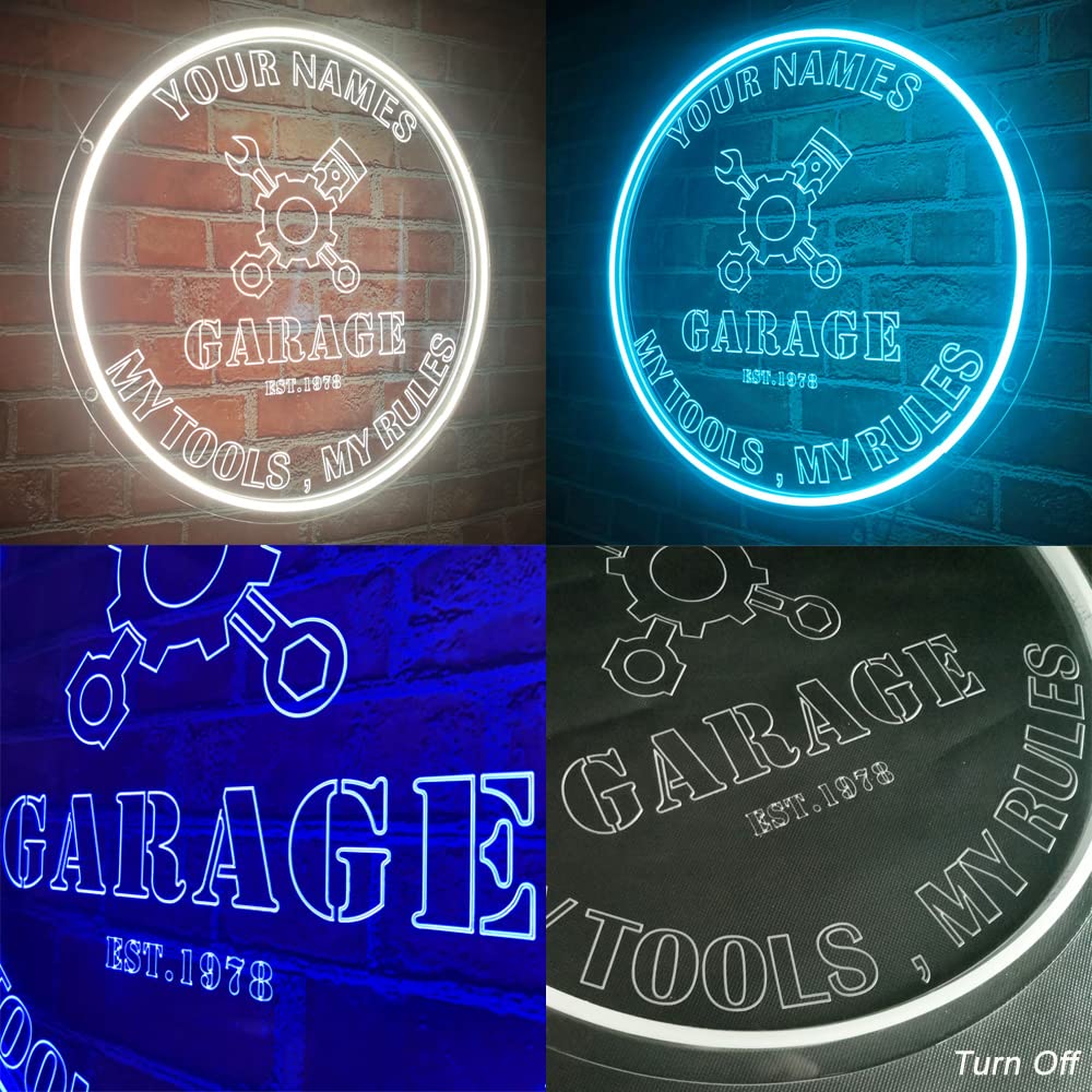 Custom Neon Garage Signs for Men - Personalized Man Cave Neon Lights, 16