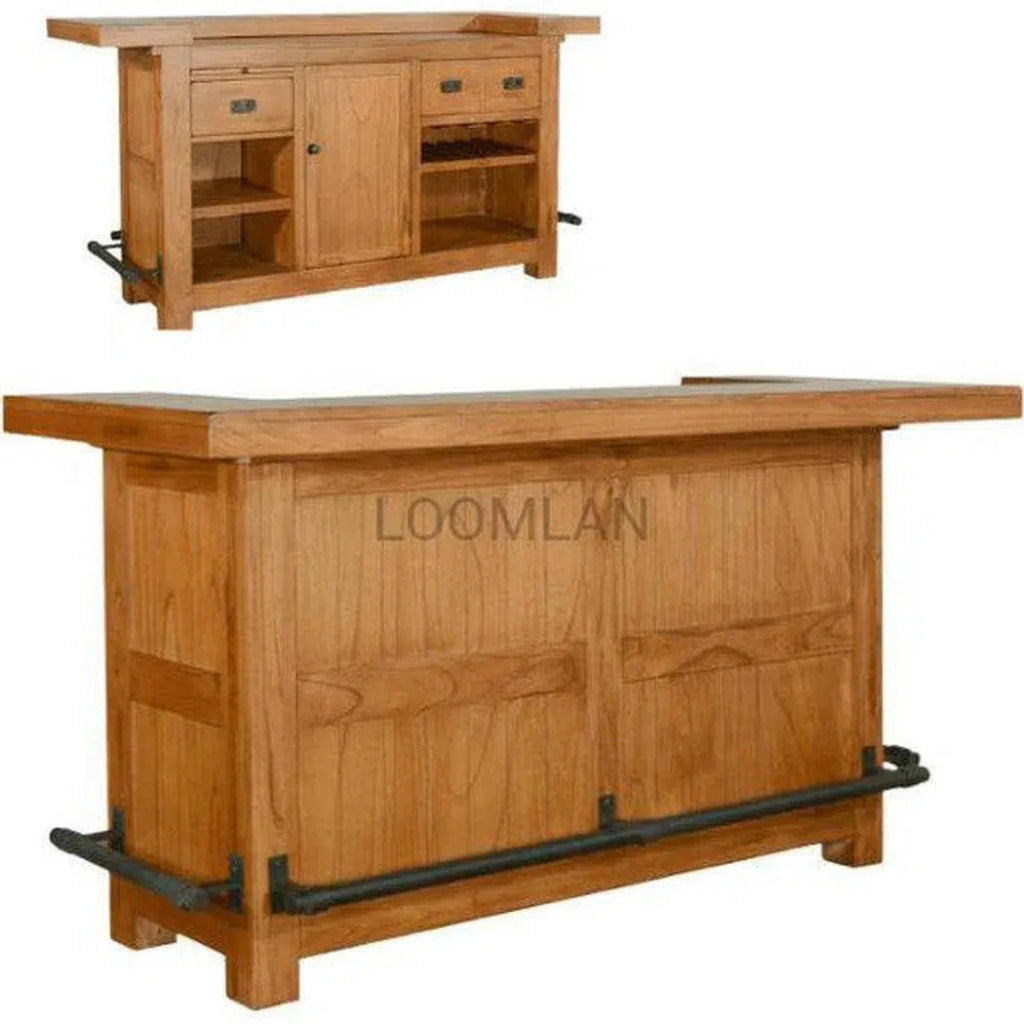 80-Inch Rustic Wood Game Room Bar Island with Storage - Perfect for Basement, Man Cave, or Entertainment Area