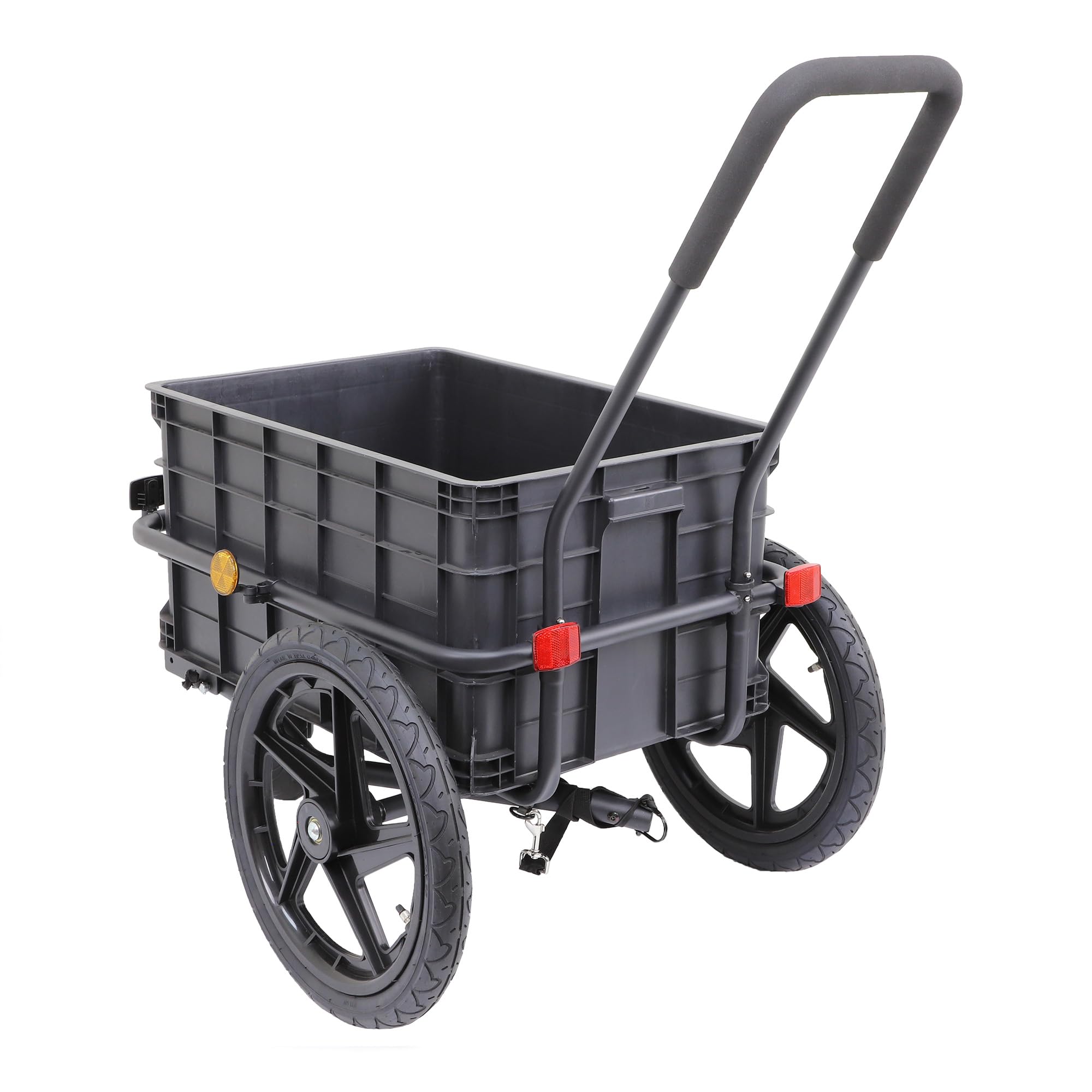 Xspec 2-in-1 Bike Cargo Trailer & Pushcart - Convertible Bicycle Trailer with Removable Storage Box, Waterproof Cover, Tow Hitch & Adjustable Handlebar - Perfect for Grocery Shopping, Camping Trips & Family Outings (Black)