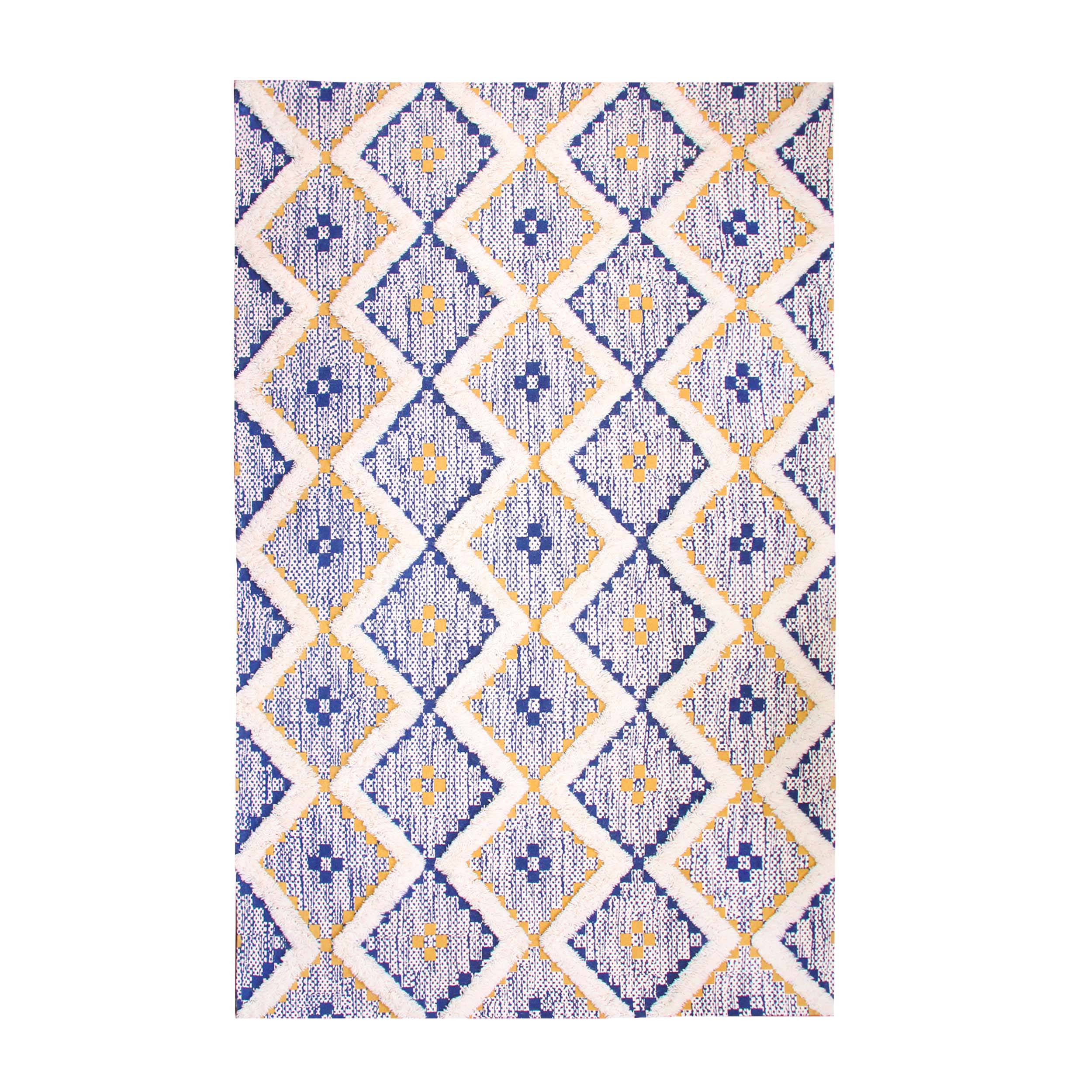 Hand Tufted Cotton Wool Geometric Farmhouse Area Rug - Soft Textured Boho Chic Rug for Living Room, Bedroom, Dining Room Decor