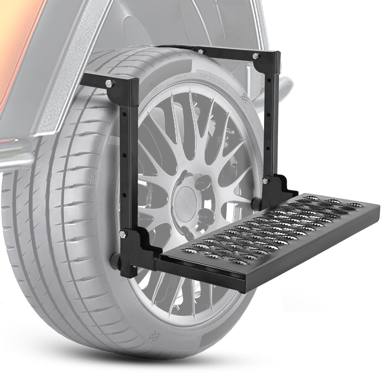 Heavy Duty Folding Tire Step - Fits 10 to 14 Inch Wide Tires | Perfect for Truck, SUV & RV Tire Maintenance & Cleaning