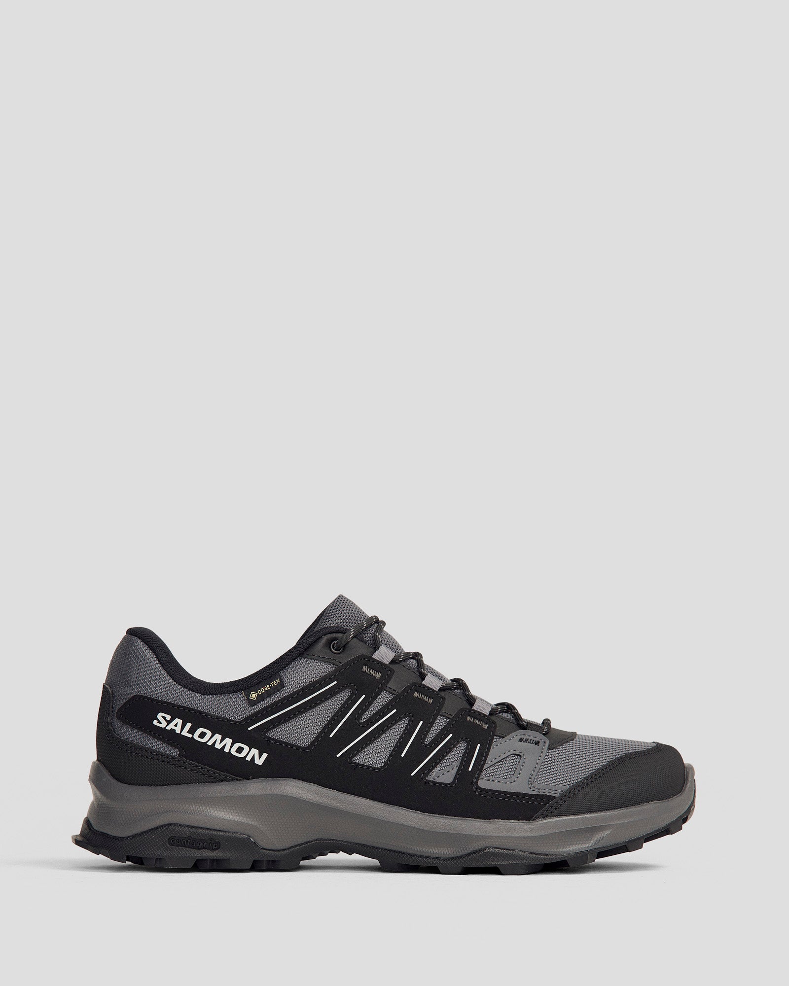 Salomon Grivola Waterproof Hiking Shoes for Men - Magnet/Black/Qush - Lightweight & Durable Trail Running Shoes for Outdoor Adventures, Hiking, and Trekking