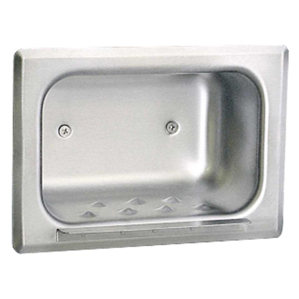 Bobrick B4380 Stainless Steel Recessed Soap Dish - Matte & Polished Finish for Bathroom, Kitchen & Commercial Use