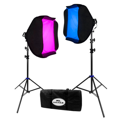 Savage 2 Light RGB LED Portrait Photography Kit - Professional Studio Lighting for YouTube, TikTok & Content Creation