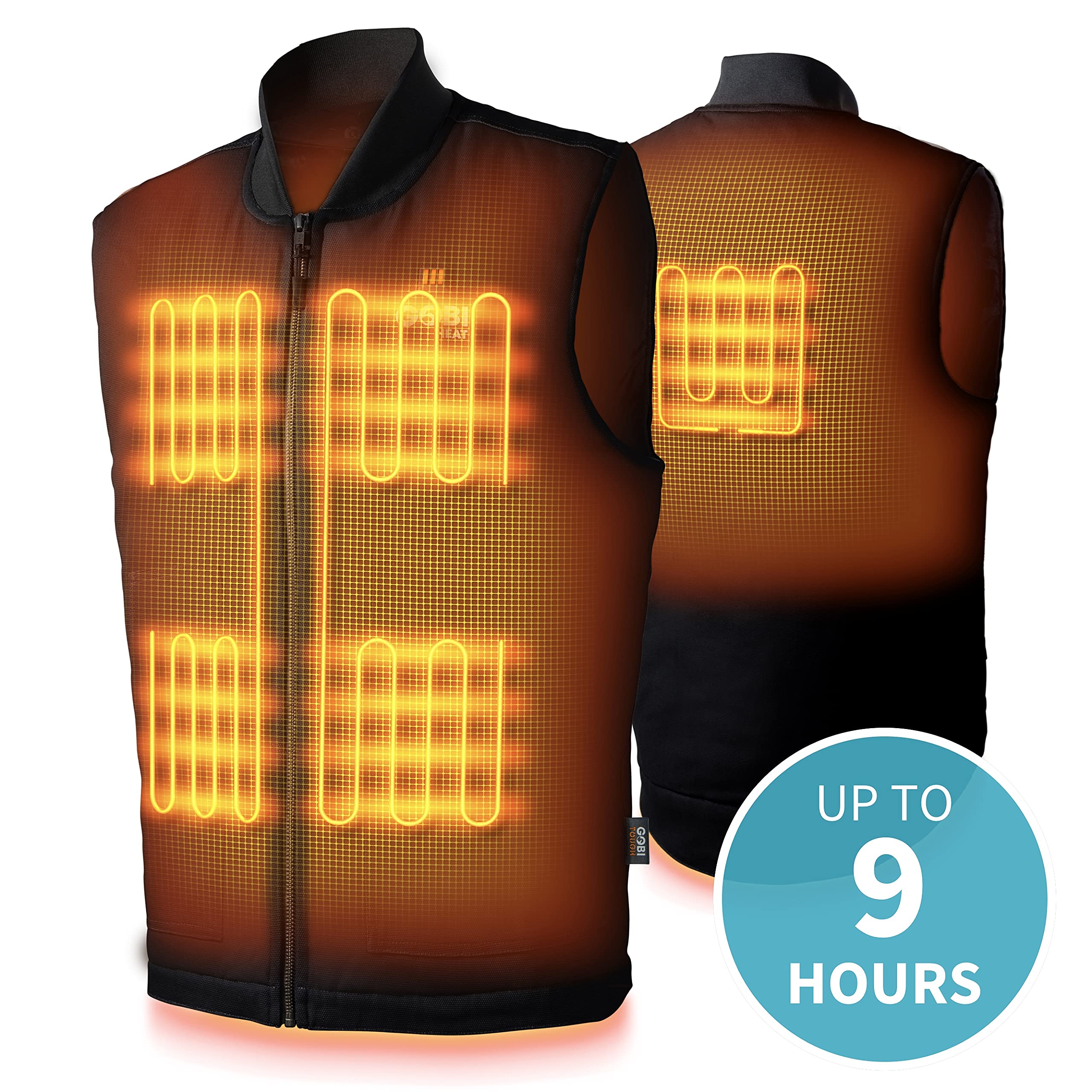 Ibex Men's Heated Work Vest with Battery Pack - 9 Hours Continuous Heating, 3 Adjustable Heat Settings (Includes USB Charging Cable) - Perfect for Outdoor Jobs, Winter Construction & Cold Weather Activities