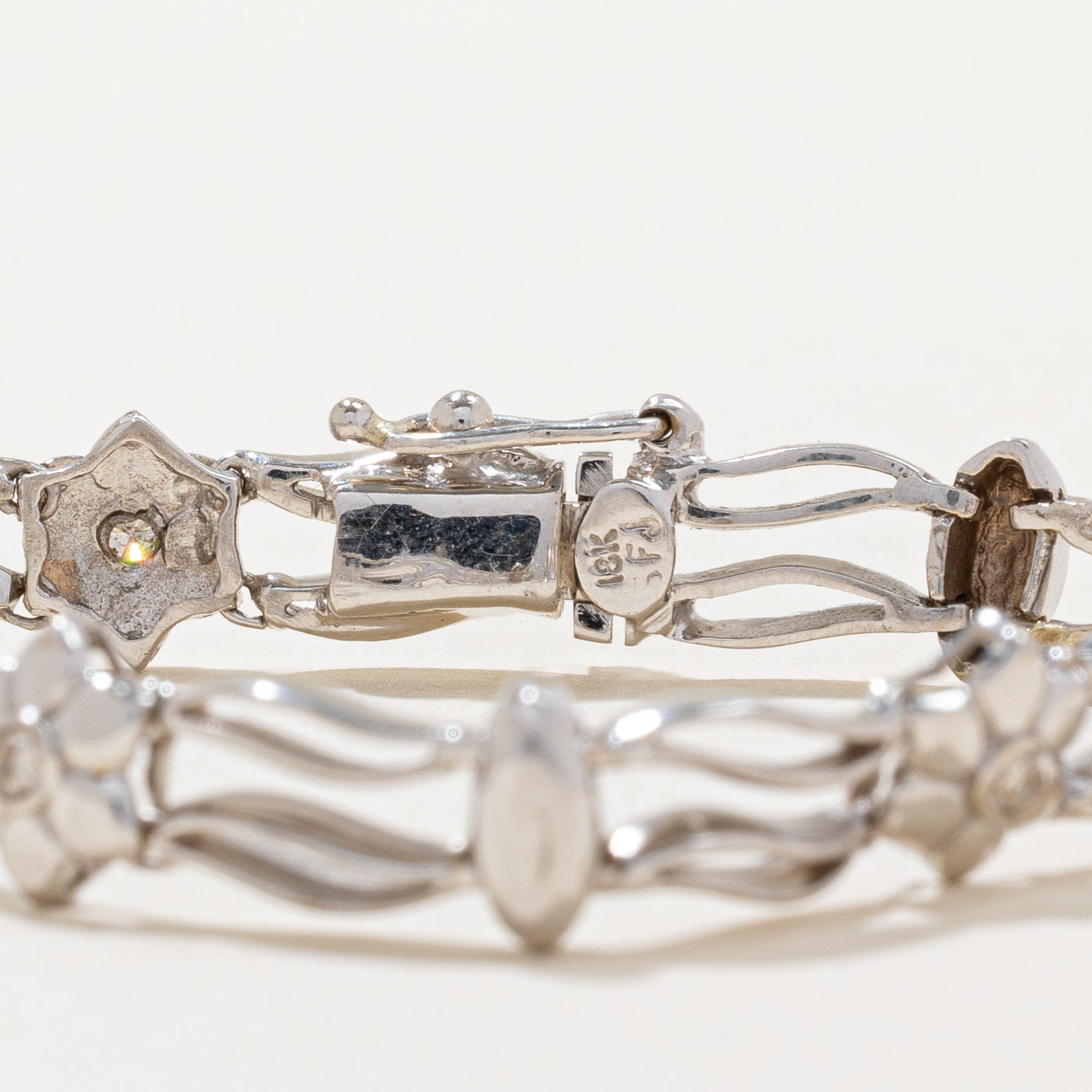 0.10ctw Diamond Flower Bracelet for Women - 7 Inch Adjustable Sterling Silver Charm Bangle | Perfect for Weddings, Anniversaries & Special Occasions