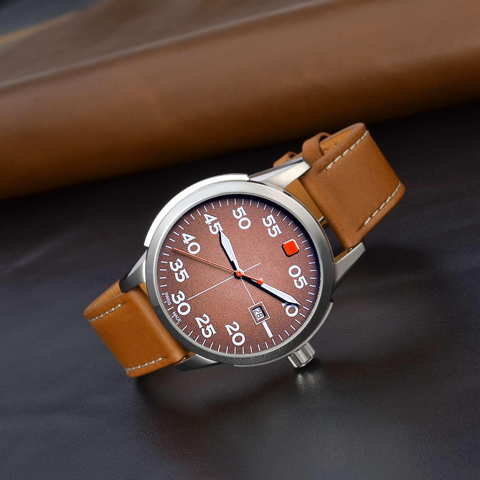 ANNEFIT 19mm Genuine Leather Watch Band with Gold Buckle - Quick Release Replacement Strap for Smartwatches (Gold Brown) | Perfect for Business, Casual & Formal Occasions