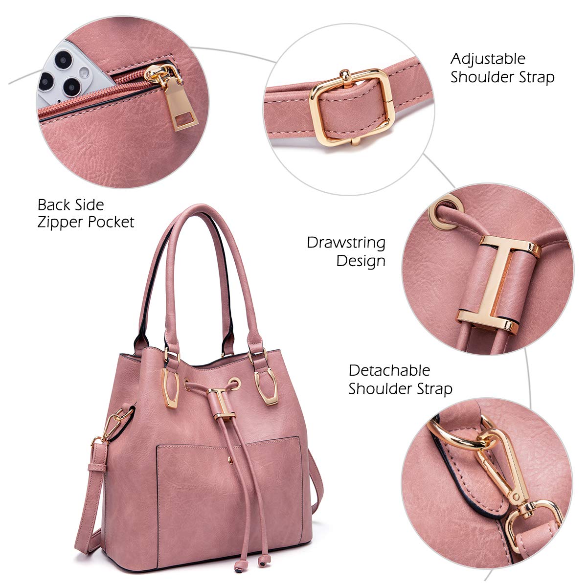 LJOSEIND Women's Designer Hobo Handbag - Large Crossbody Bucket Bag Shoulder Purse for Work, Travel & Everyday Use