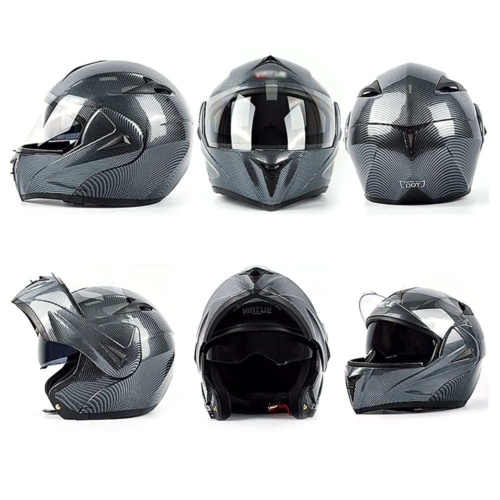 Flip-Up Modular Motorcycle Helmet ECE/DOT Certified - Bluetooth Full Face Helmet with HD Dual Lens Visor, Touchscreen Gloves & Adjustable Fit (55-62cm) for Commuting, Touring & Urban Riding