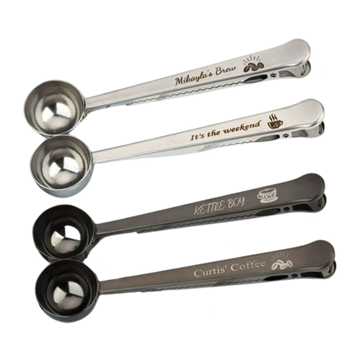Personalized Rose Gold Stainless Steel Coffee Measuring Spoon - Perfect for Coffee Lovers, Ground Coffee Scoop with Bag Clip - Ideal for Home Brewing, Gifts & Kitchen Use