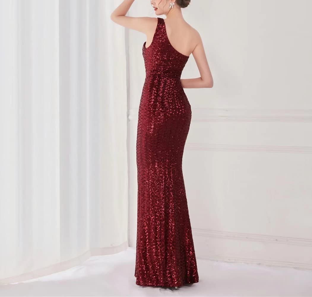 Mordarli 2023 One Shoulder Sequin Prom Dresses with High Slit - Long Formal Evening Gowns for Women - Mermaid Style Party Dress for Homecoming, Wedding, Cocktail & Special Occasions