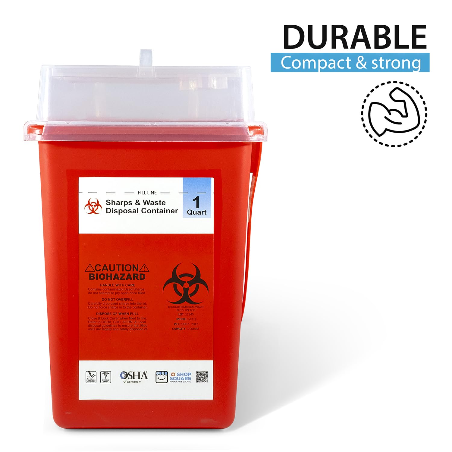 3-Pack 1 Quart Sharps Containers for Home Use - Safe Needle & Biohazard Disposal - Ideal for Diabetics, Pet Meds & Tattoo Artists