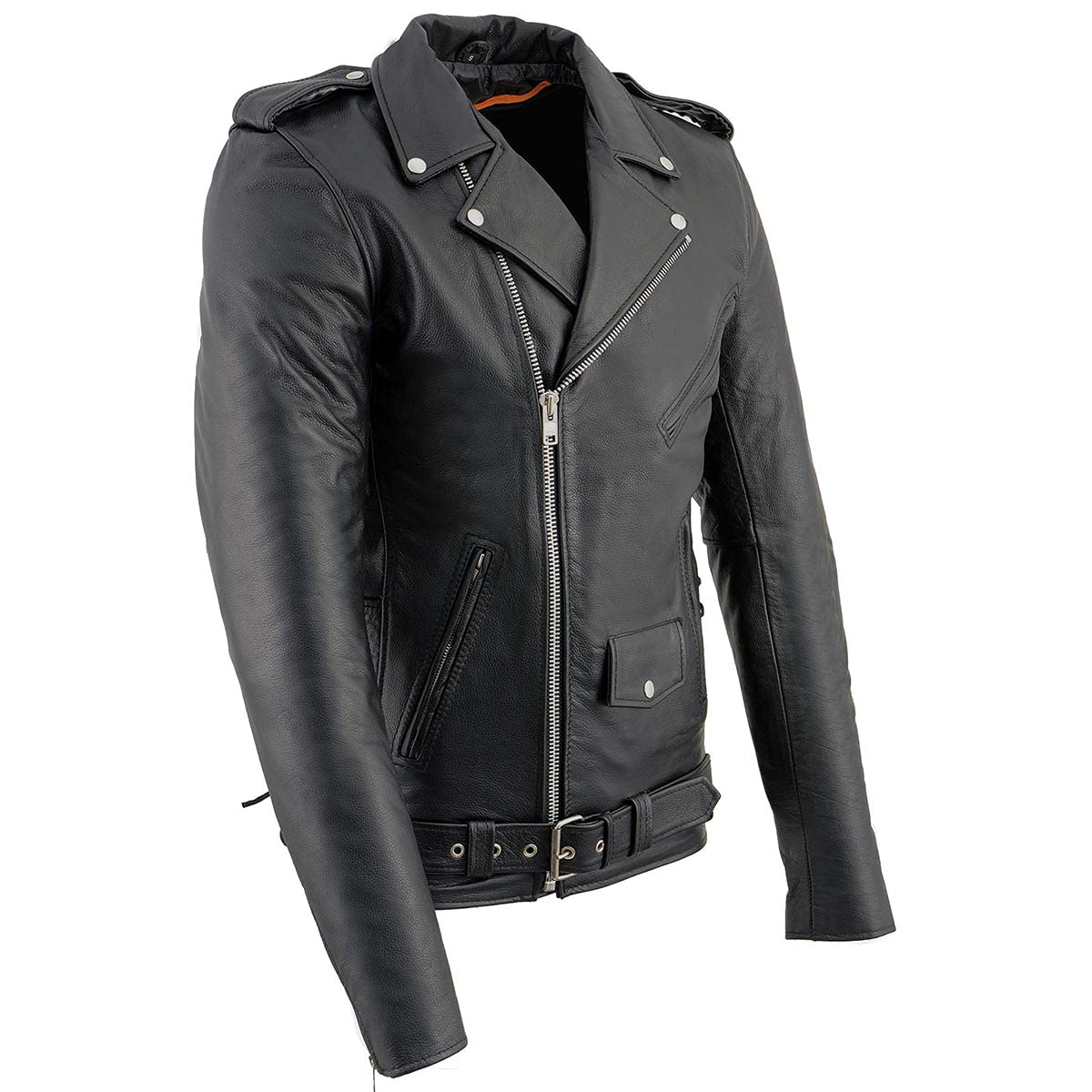 Milwaukee Men's Classic Side Lace Motorcycle Jacket - Genuine Leather Biker Jacket for Men - Perfect for Riding, Cruising & Motorcycle Enthusiasts