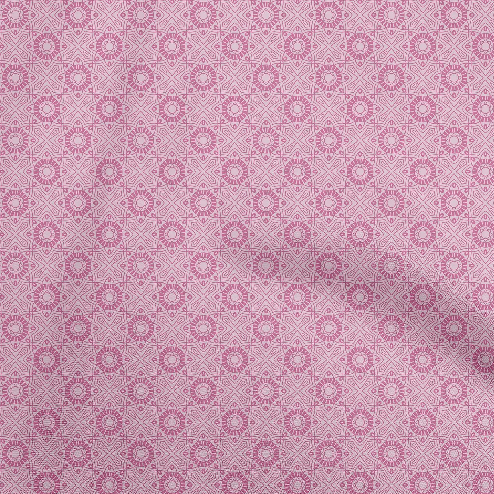 oneOone Silk Tabby Pink Asian-Inspired Tile Print Fabric by The Yard - 42 Inch Wide Material for Dresses, Scarves & Home Decor